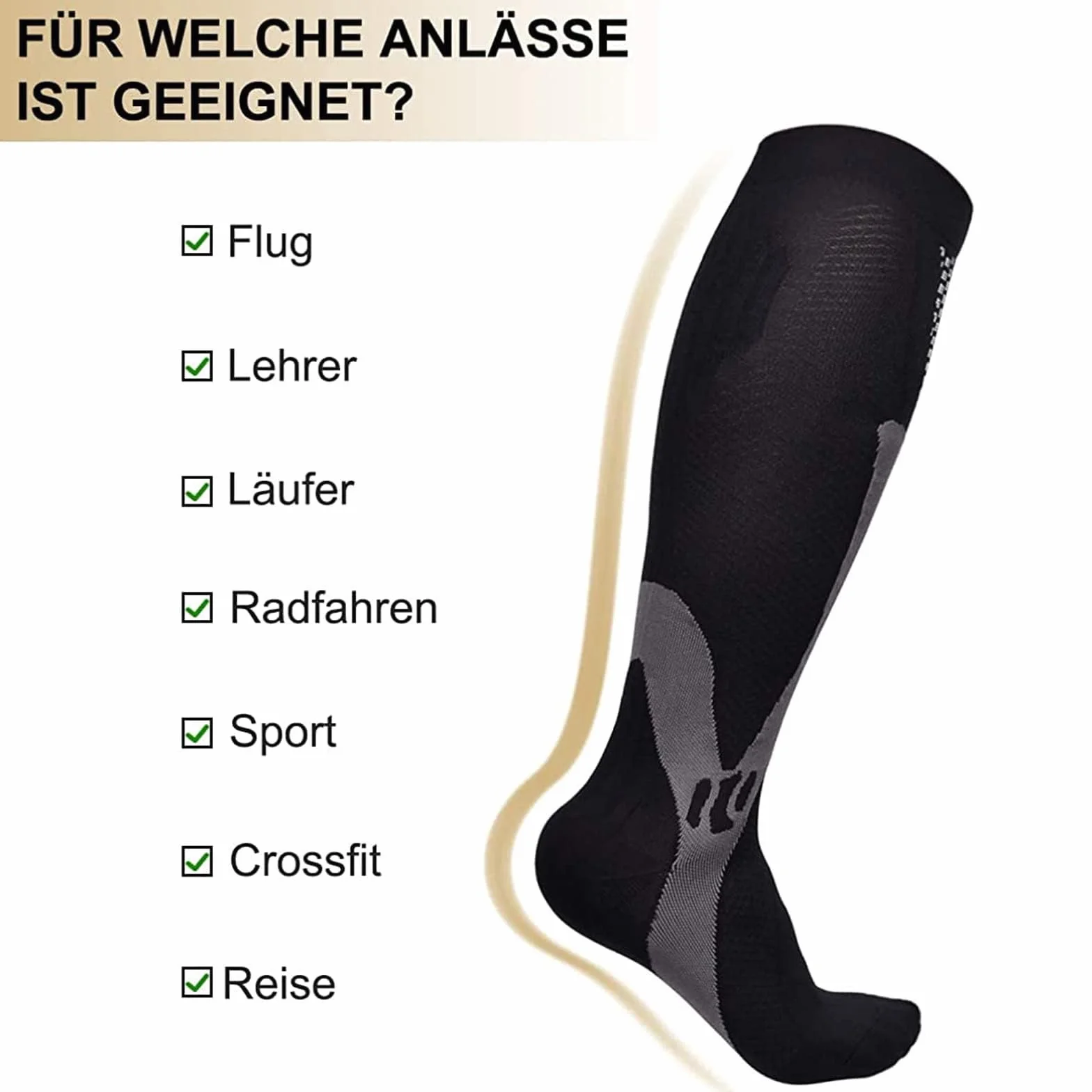 Medias de Compresión para Hombre, Calcetines de Soporte con Elástico para Deportes, Viajes, Fitness