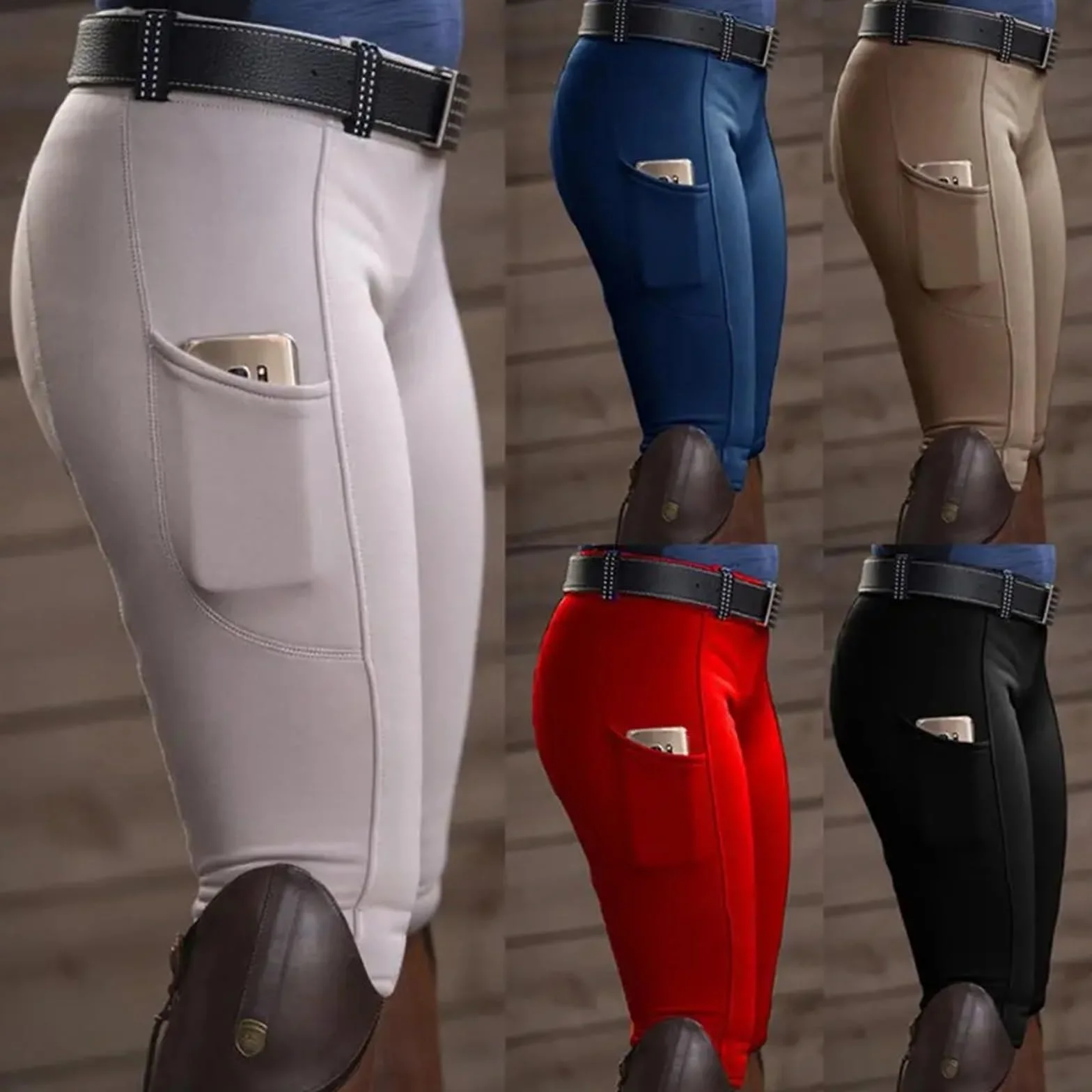 Pantalones de equitación for Hombre y Mujer, Mallas con Bolsillo realce Cadera, for Carreras Caballos para Mujer