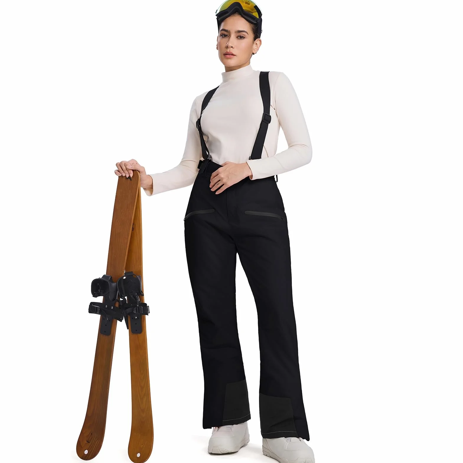 HOUZONIY Pantalones de esquí para mujer térmicos snowboard cintura ajustable tirantes extraíbles