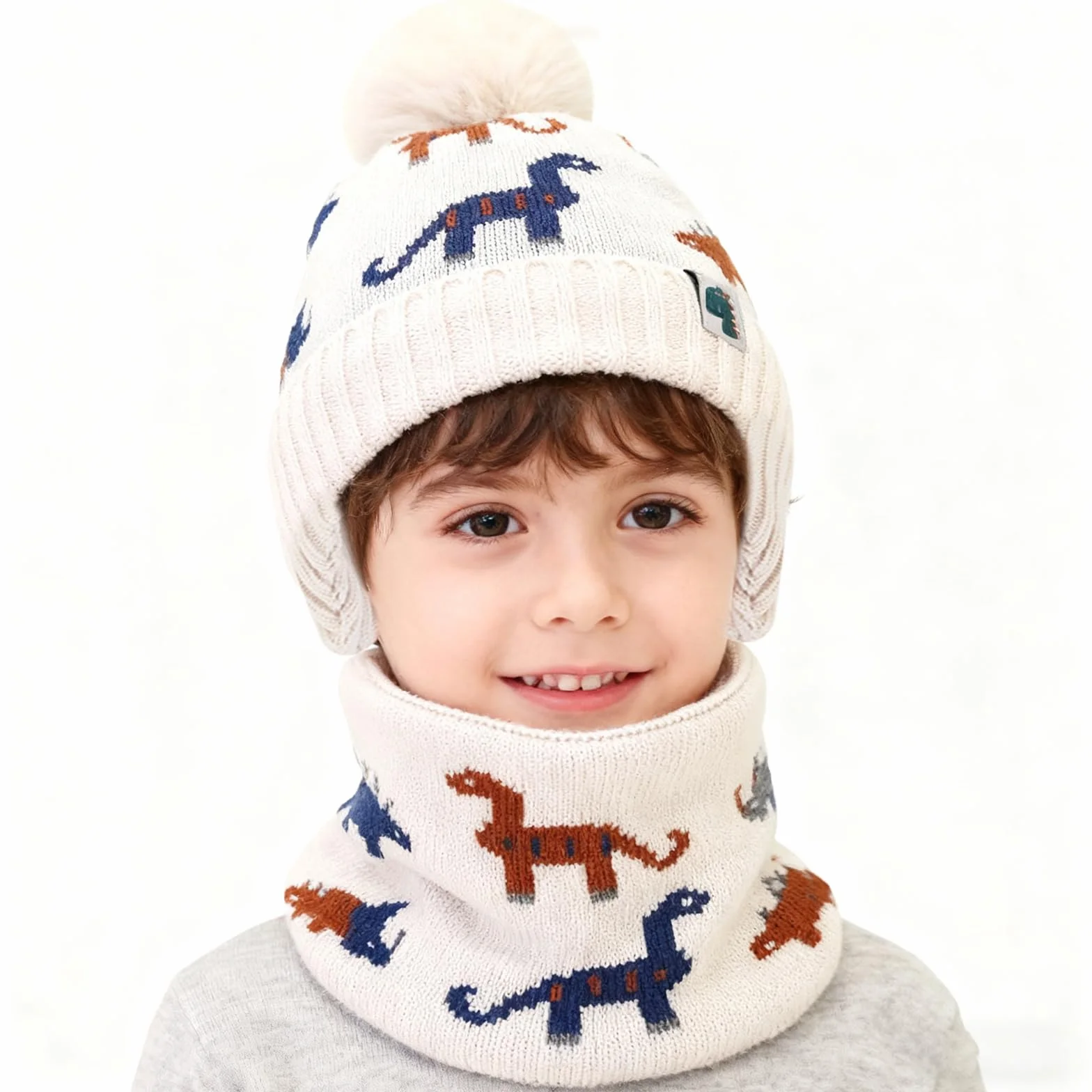 3 Piezas Conjunto De Punto Sombrero Bufanda Guantes, Gorro De Punto TéRmico Con Forro Polar Grueso, Caliente Bufanda Guantes Gorro De Invierno Set, Regalo Para Unisex 2-8 AñOs