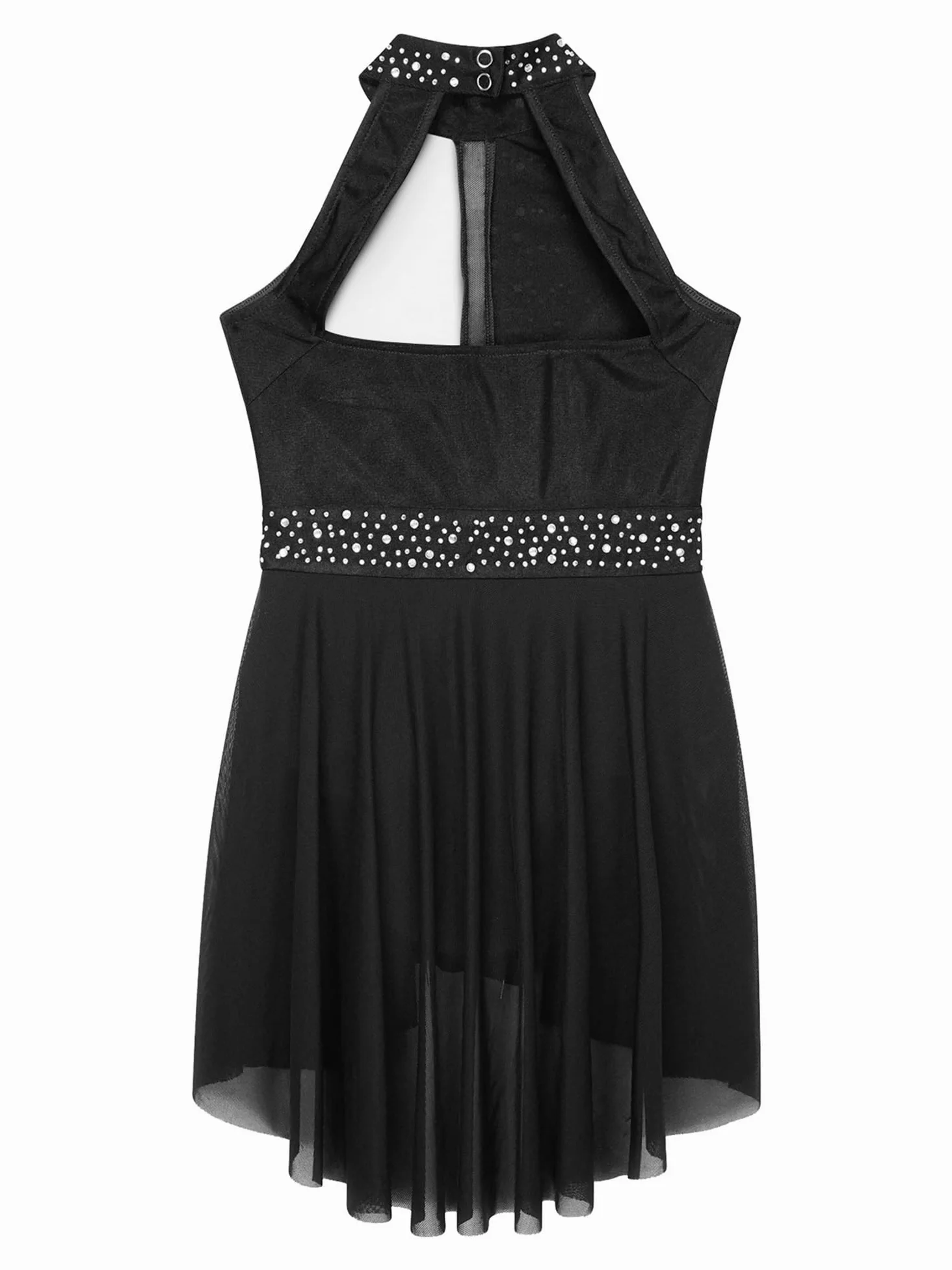 Vestido de Patinaje Artístico Vestido de malla de ballet y gimnasia for niñas, sin mangas, con diamantes de imitación y cuello alto, for patinaje artístico, bailarina, disfraz de escenario
