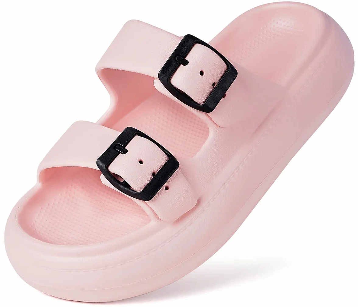 Gaatpot Zapatilla de Baño Niños Niña Chanclas Zapatos de Playa y Piscina Ajustable Doble Hebilla Sandalias Antideslizantes Rosa 33/34 EU