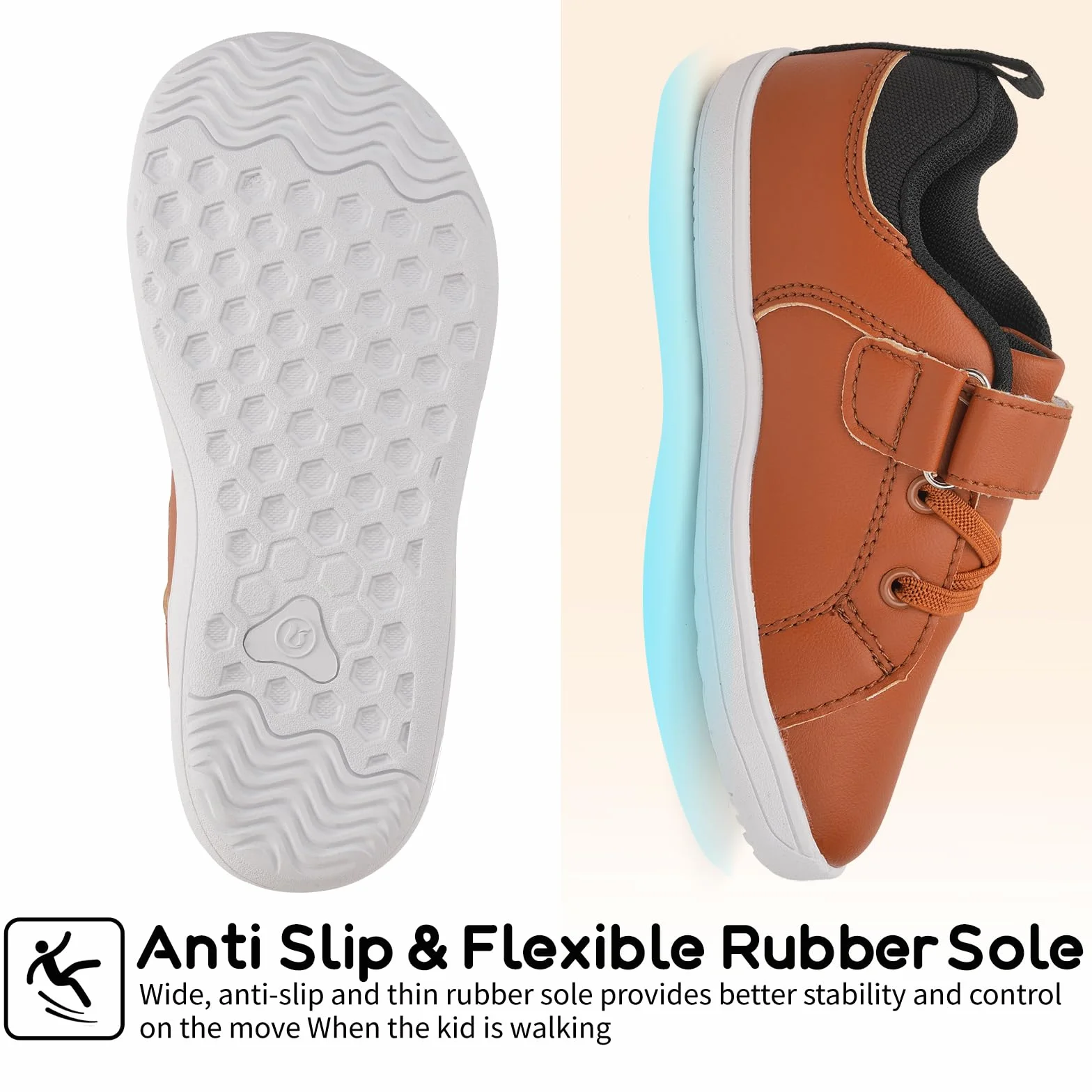 Calzado Descalzos Niños Niñas Amplia para Barefoot Exterior Interio Ligeros y Deporte Transpirables Zapatillas de Trail Minimalistas(Marrón, 26EU)