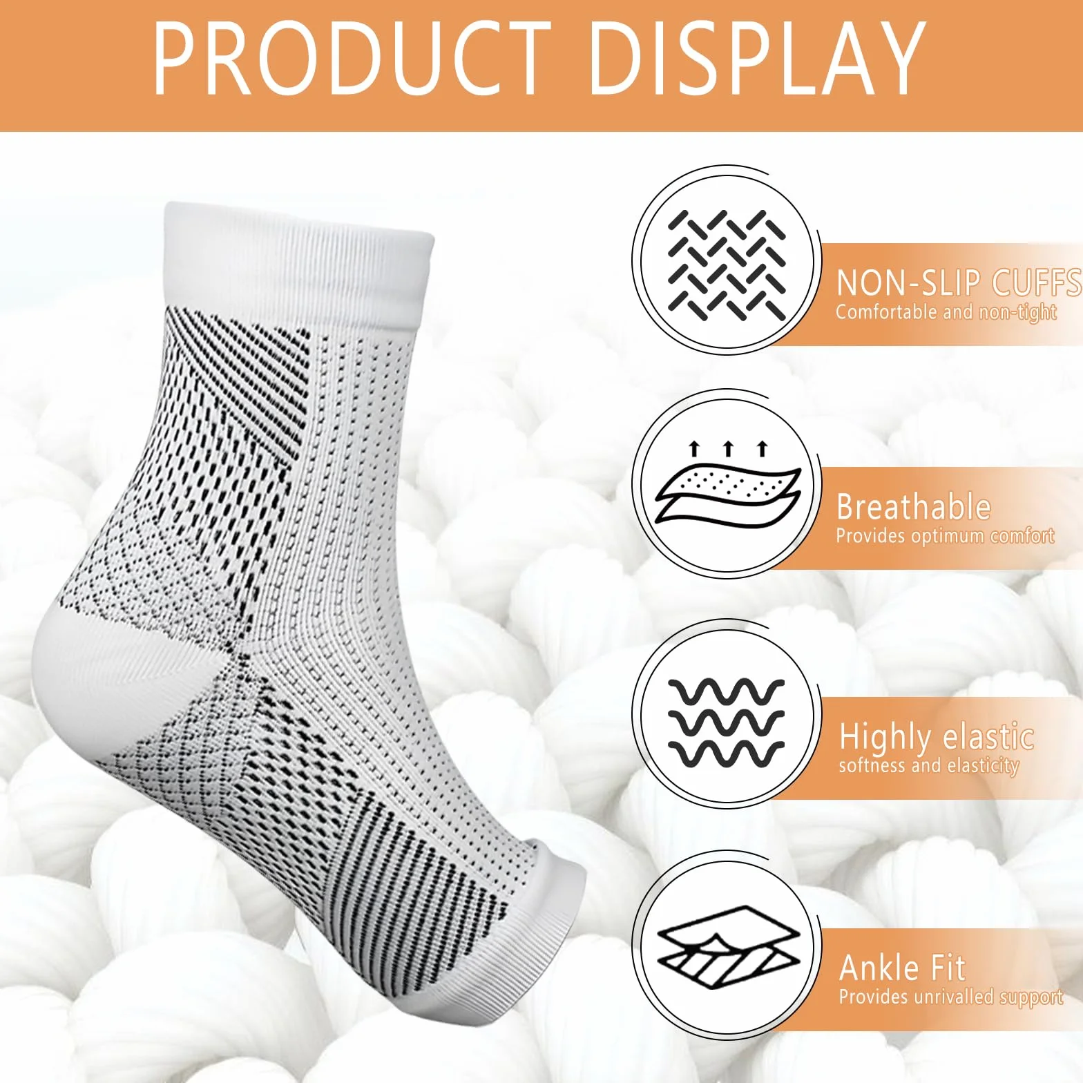 Calcetines de Compresión Ortopédicos para Hombre y Mujer, Soporte Tobillo Elástico, Fascitis Plantar