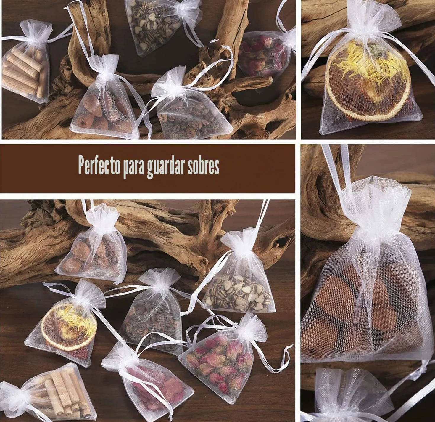 50 bolsas de organza blancas, 9 x 12 cm, de organza, regalo, joyas, bodas, caramelos, con cordón de satén, para festivales, fiestas y bodas