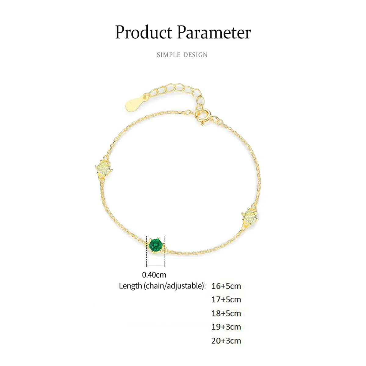 Pulsera para Mujer de Oro Amarillo 9 Kilates / 14 Kilates / 18 Kilates, Redondo con Esmeralda Creada y Cuarzo Amarillo, Cadena Extensible 16 CM + 5 CM, Pulsera de Mujer Ajustable de Oro Verde