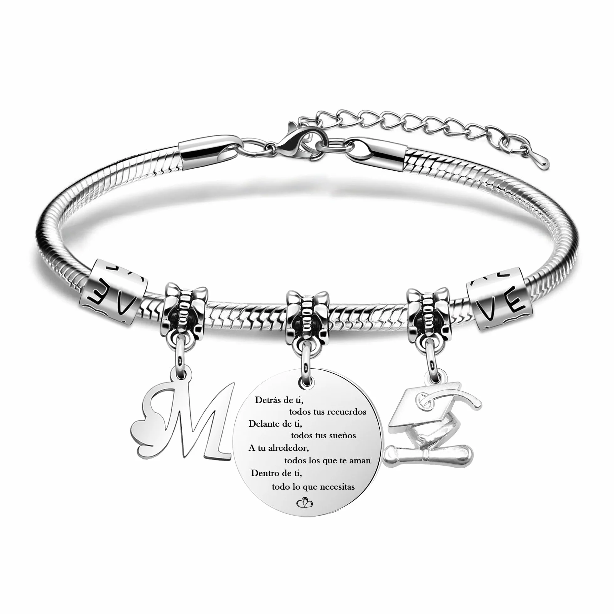 Pulsera con Iniciales Inspiradoras Regalo de Graduación para Mujeres