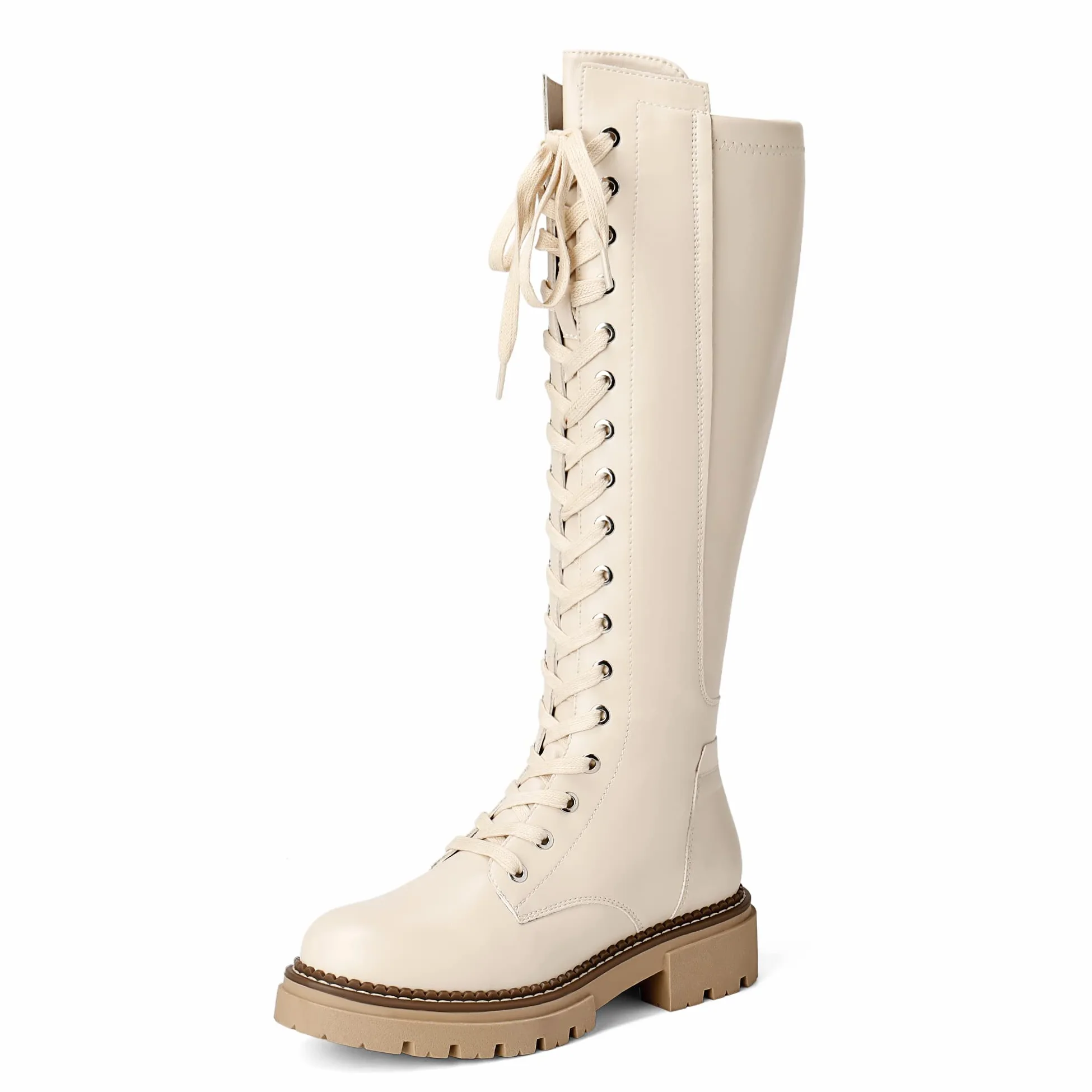 DREAM PAIRS Botas de Caña Alta Mujer con Cordones hasta la Rodilla con Suela Antideslizante Elegante y Práctica SDKB2203W-E