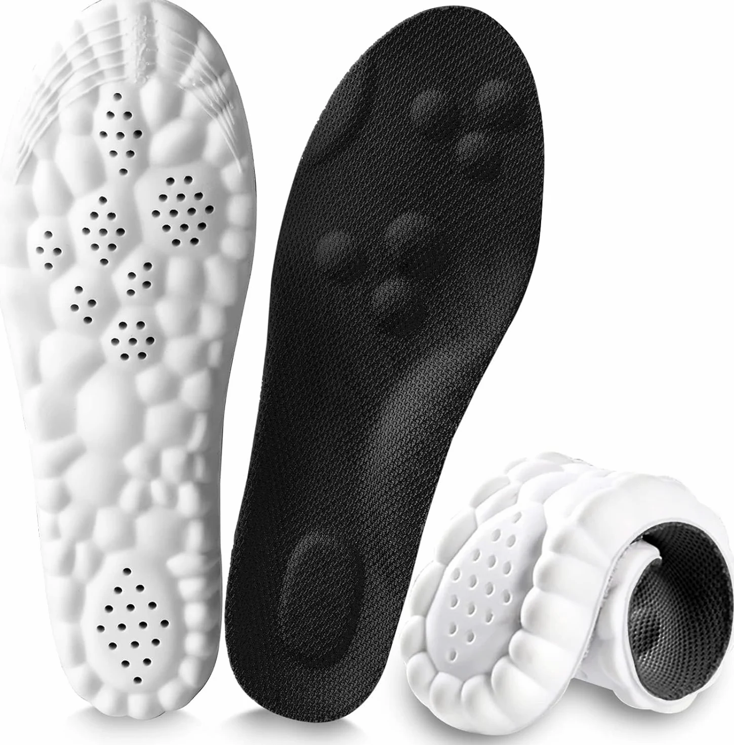 Plantillas de zapatos deportivos 3D, plantillas de pies para fascitis plantar, plantillas de arco de absorción de impactos, para deportes, correr, escalar, desodorante, suave, transpirable (Men