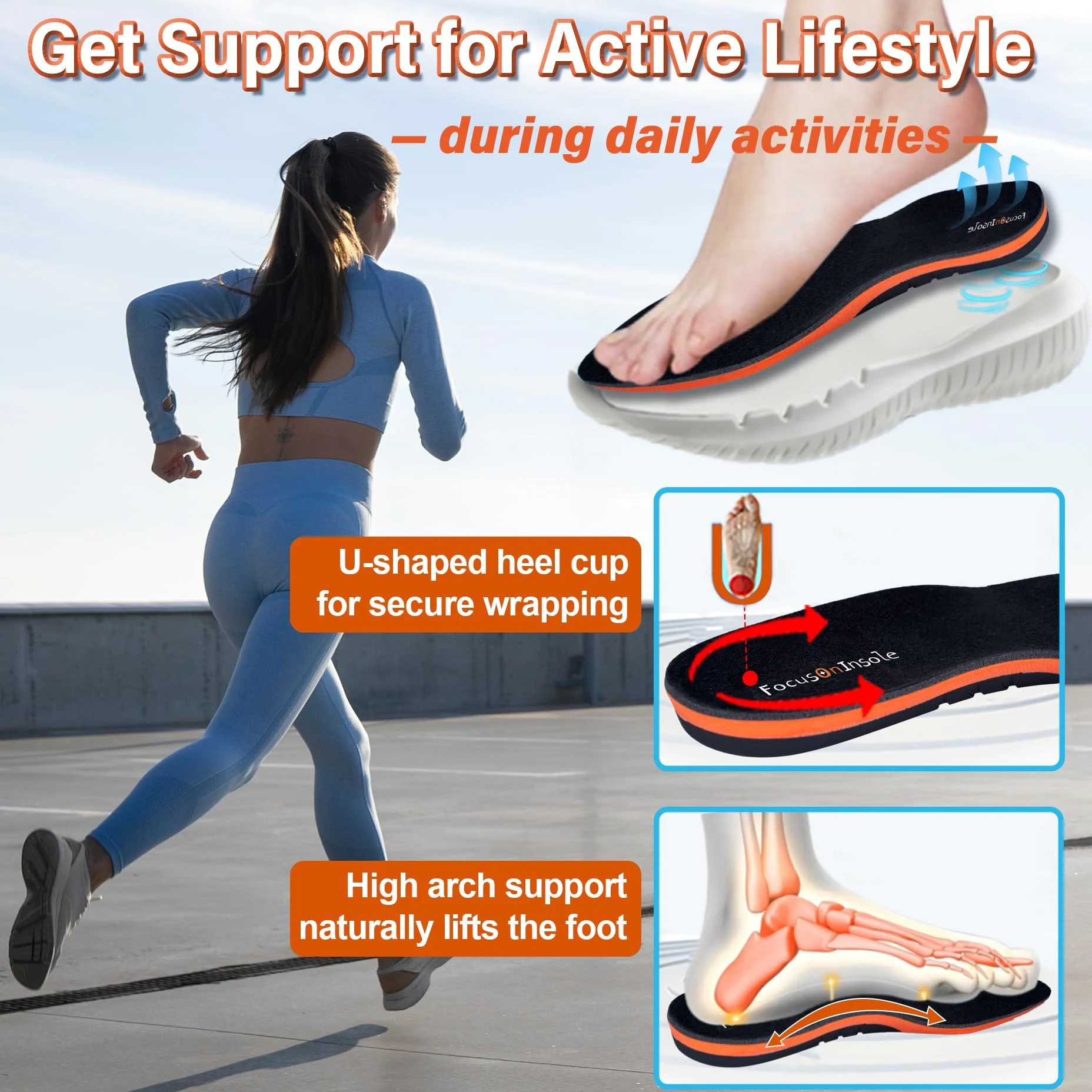 Plantillas de soporte de arco fuerte para fascitis plantar de más de 240 libras, inserciones de zapatos atléticos para hombres y mujeres, ideales para deportes activos, caminar, correr, entrenamiento,