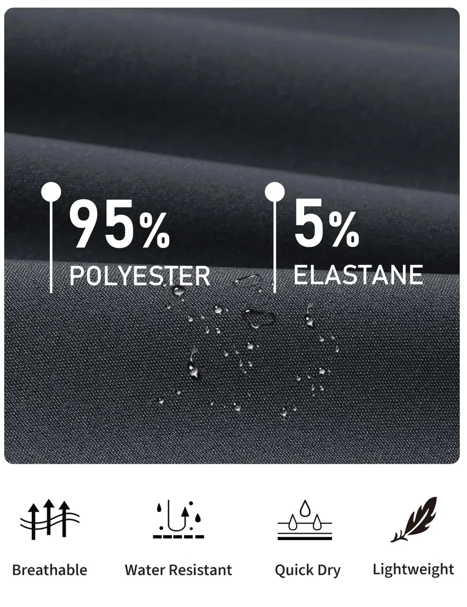 MoFiz Pantalones de senderismo para hombre, resistentes al agua, de secado rápido, ligeros, para exteriores, convertibles, con cremallera, 5 bolsillos con cremallera