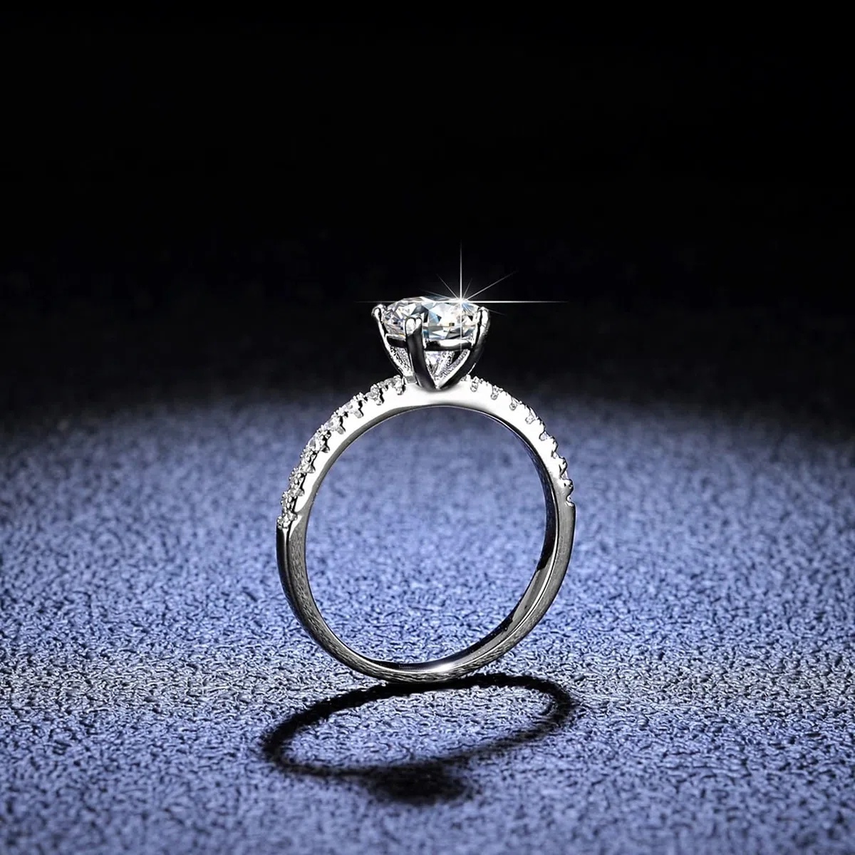 Anillos de oro para mujer, moissanite, 1 ct, oro blanco, solitario, anillos de boda, oro real para mujer