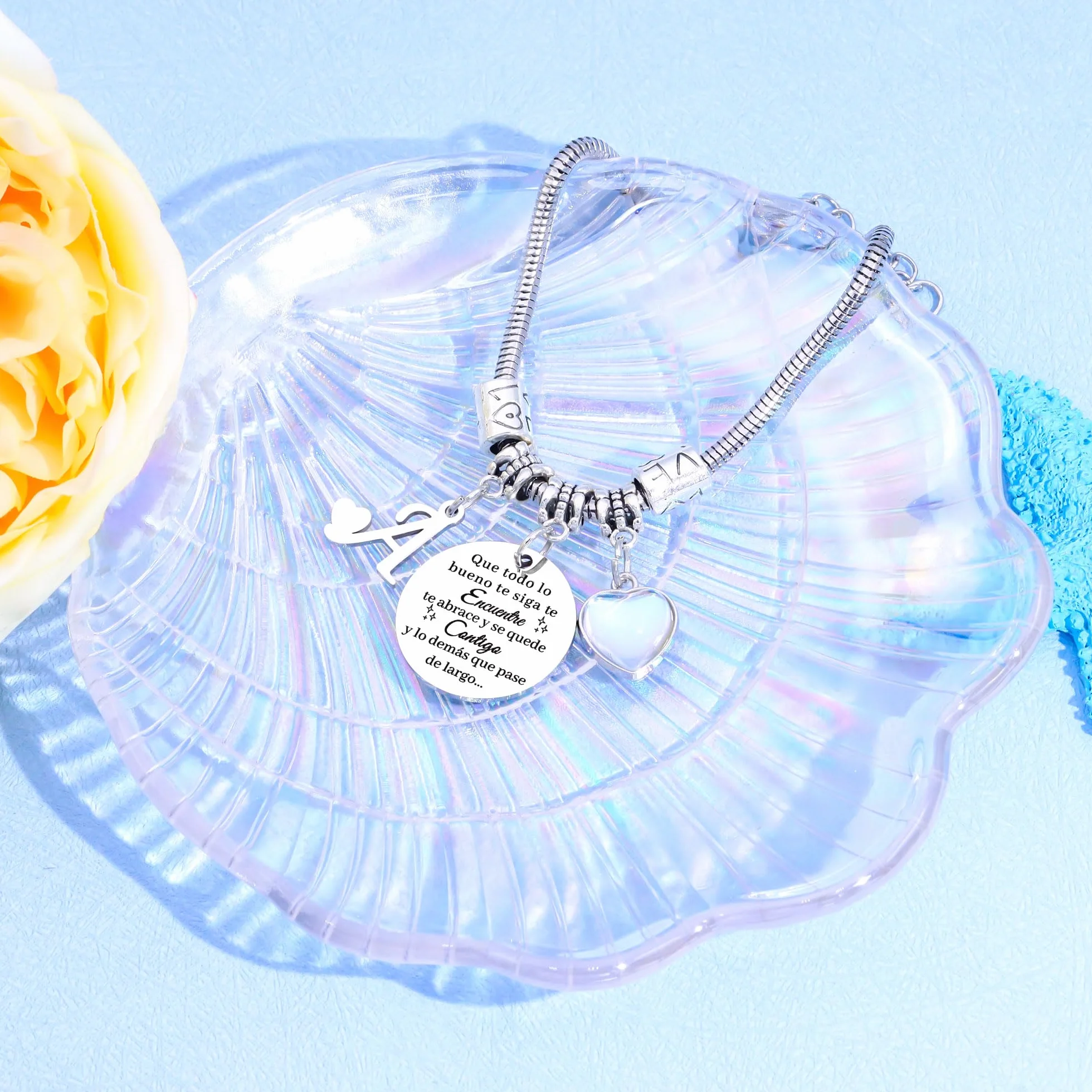 Pulsera de Plata con Letras Iniciales Regalo Personalizado para Mujer