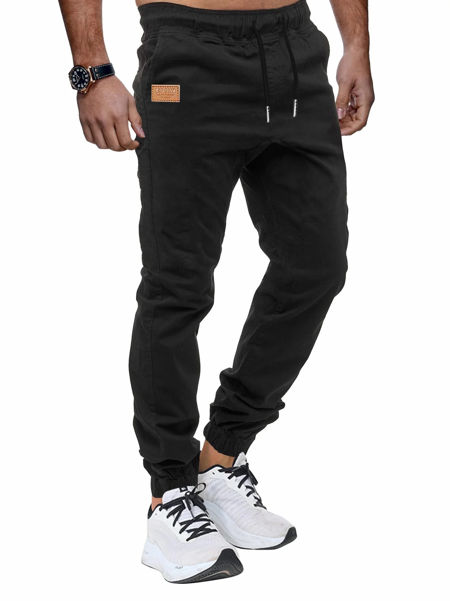 Pantalones Hombre Casuales Deporte Elásticos Joggers Largos Pants con Bolsillos Algodón Pantalón Deportivo