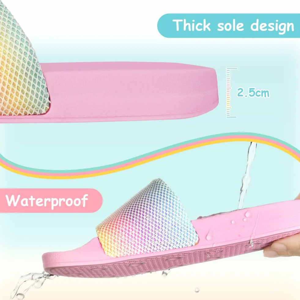 AOOWU Chanclas Niña, Zapatos de Ducha Niña, Playa Piscina Verano Zapatos, Baño Sandalias para Piscina, Ligero Antideslizante Sandalias para Playa y Baño, Sandalias Ni Niña para Tamaño 30-31