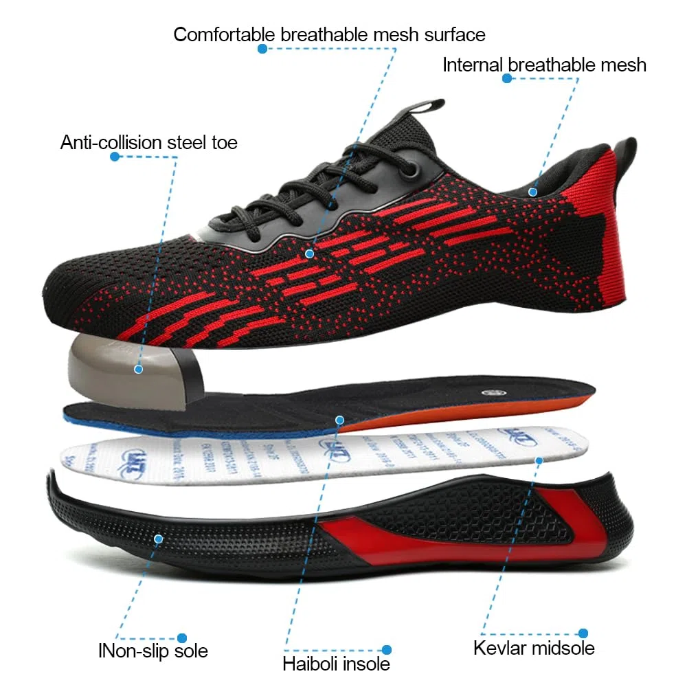 Zapatos de Seguridad para Hombre Mujer Zapatillas de Trabajo Ligero 36-46EU