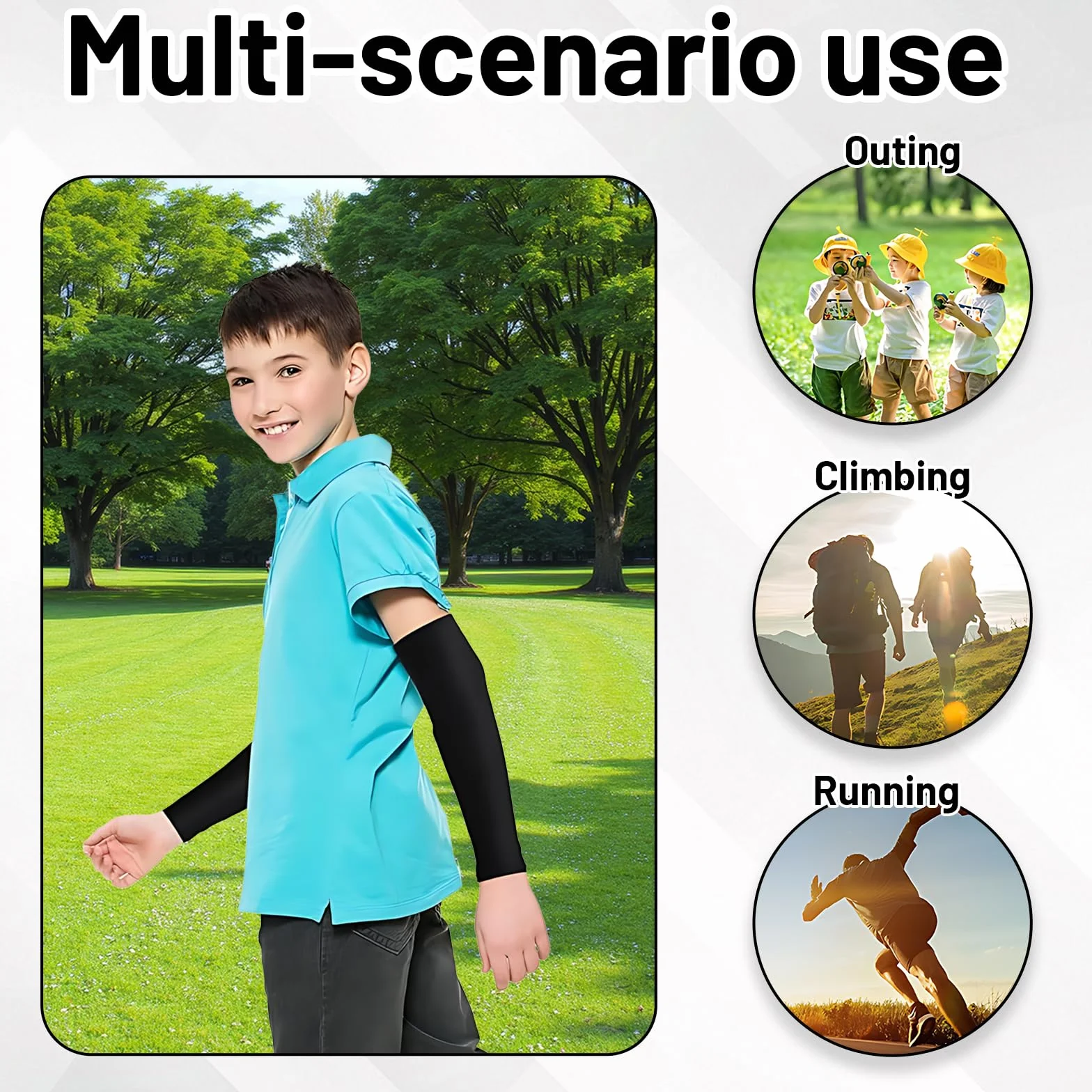 Mangas de protección Solar para Brazos Adolescentes 5 Pares Deportiva compresión 36 cm Multicolor