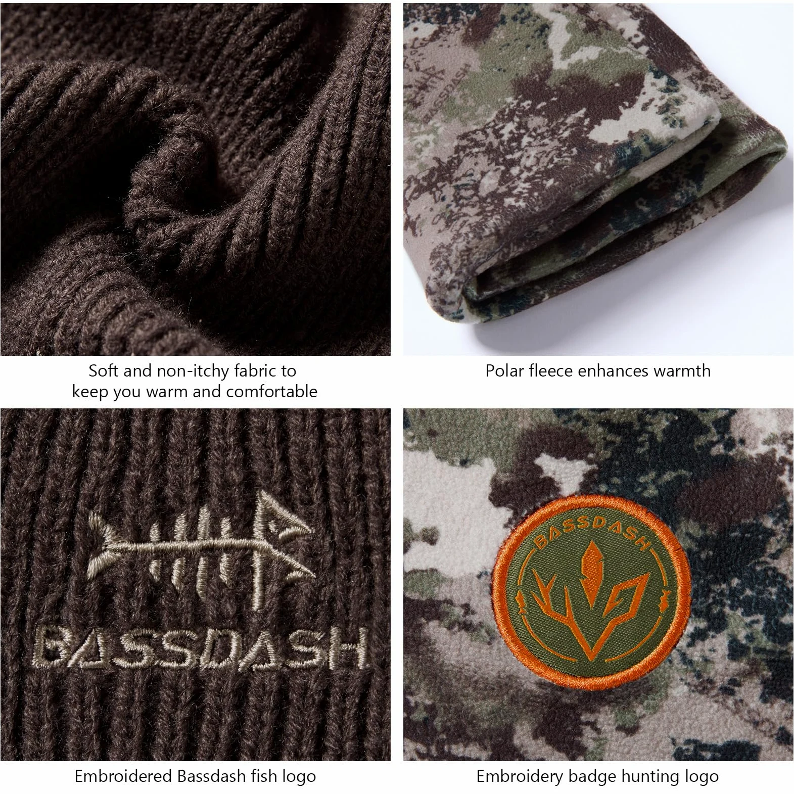 Bassdash Gorro de Invierno de Polar Resistente al Viento y Reversible, Caliente y Grueso, Ajuste Elástico para Hombres y Mujeres, Sombrero de Pescador Unisex con Borde Ajustable