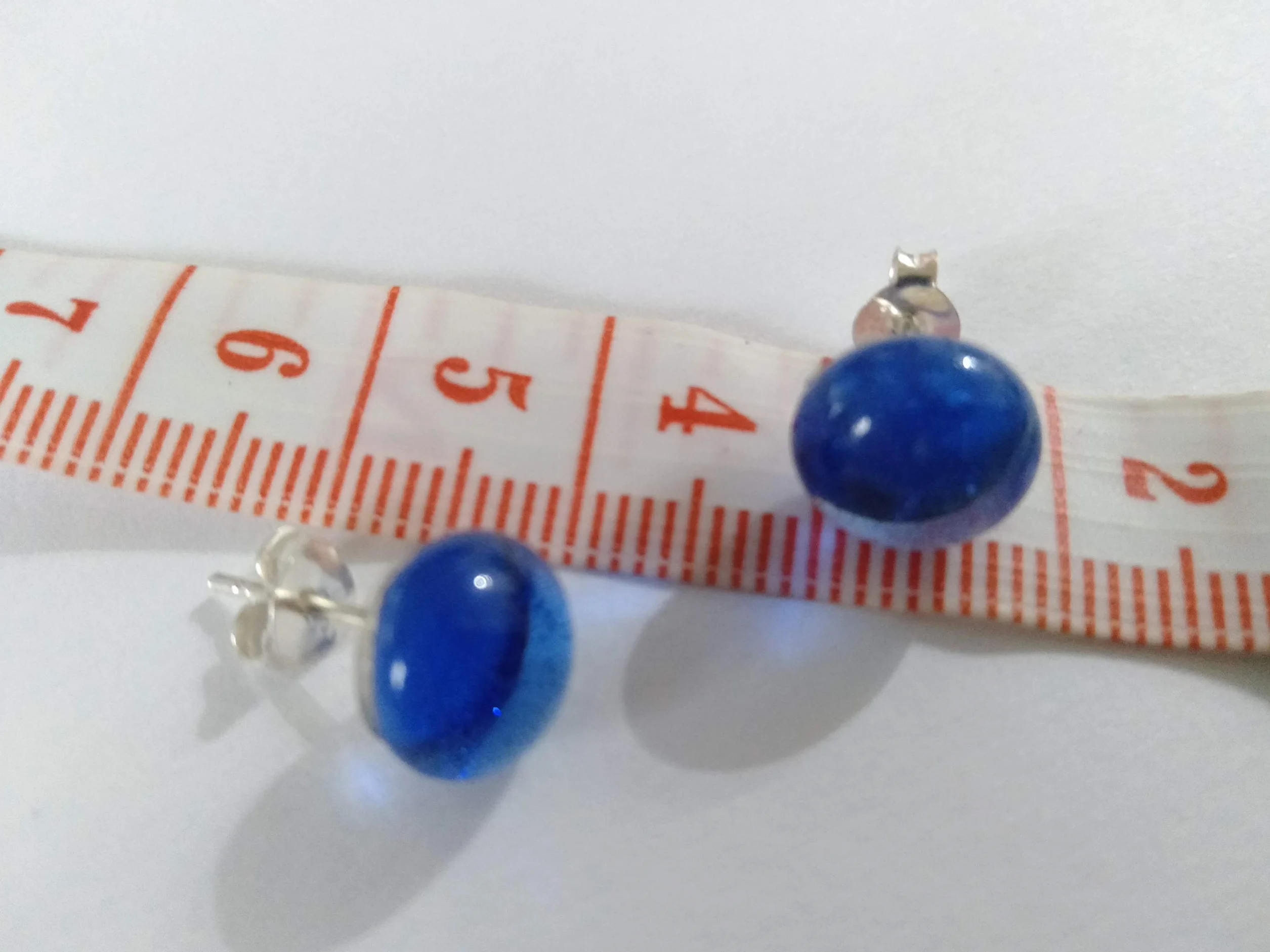Pendientes de vidrio artesanal azul transparente