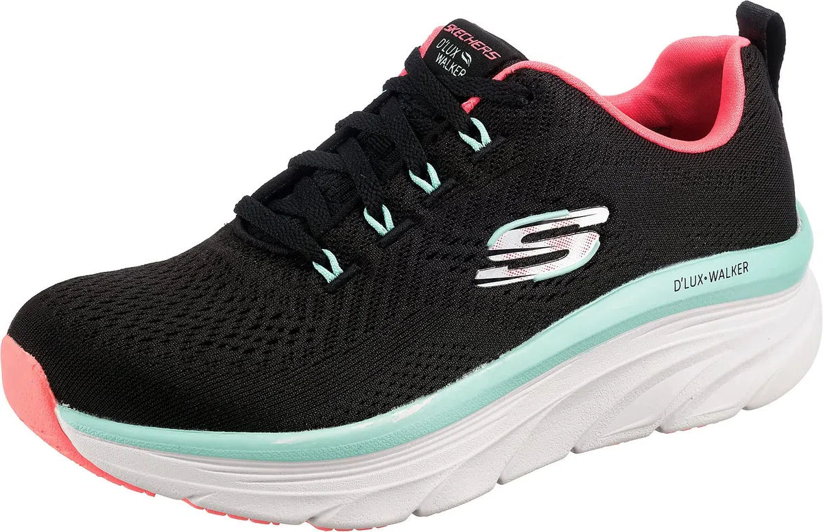 Skechers D'LUX WALKER FRESH FINESSE, Zapatillas para Mujer, Black Mesh/Mint Trim, 41 EU