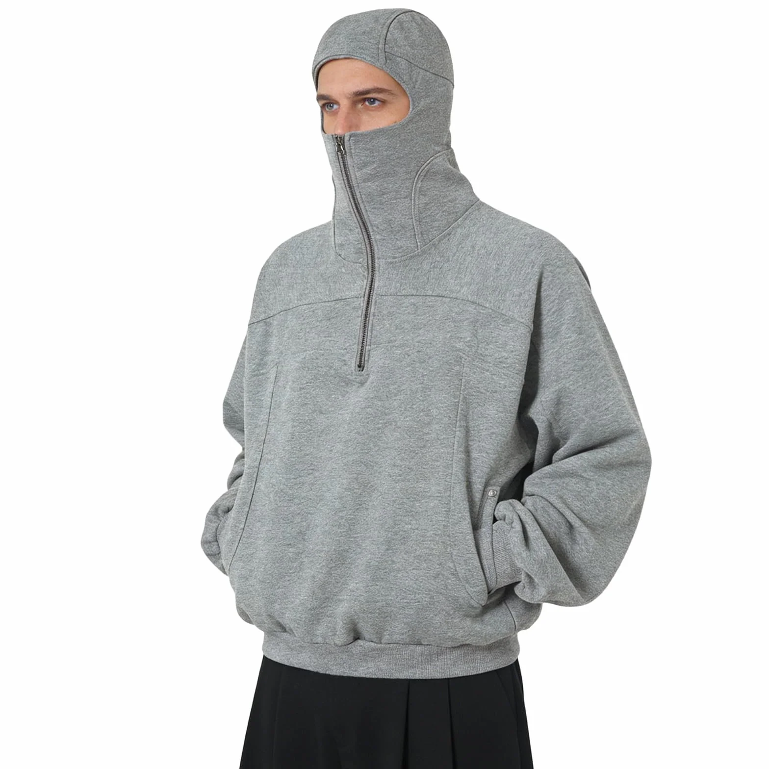 Sudadera con capucha con capucha y cremallera para hombre, manga larga, sudadera, manga larga, forro polar, doble capucha, chaqueta para hombre, para uso diario, esquí y deportes de invierno