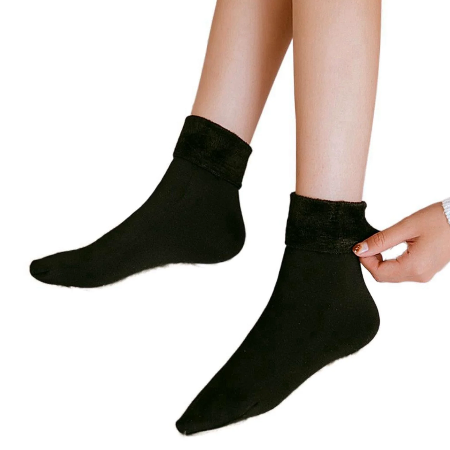 Calcetines De Invierno Para Mujer - Moda Negro 30 Pares Calcetines De Piso De Terciopelo Cálidos Para Mujer Otoño E Invierno Calcetines Suaves Elásticos Engrosados ​​Calcetines De Nieve Trans