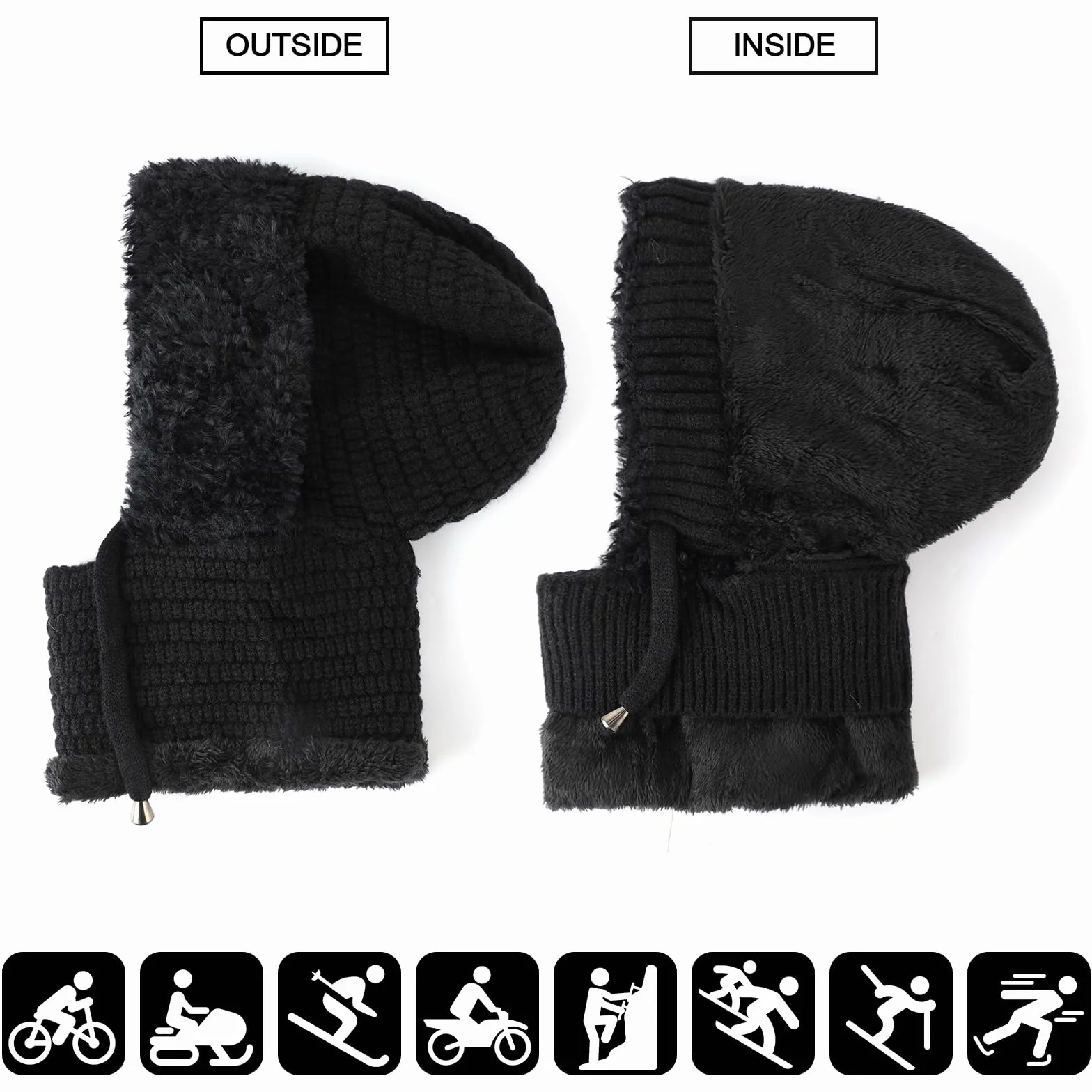 TAGVO Pasamontañas Invierno para Mujer, Pasamontañas Termico Capucha Polar Balaclava Multifuncional para Clima Frío Esquí al Aire Libre Montaña Senderismo