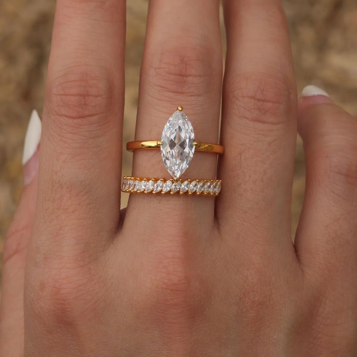 Anillos de boda de oro blanco Moissanite 3ct, anillo de compromiso de oro auténtico, 2 unidades, alianzas para mujer, oro, anillo apilable