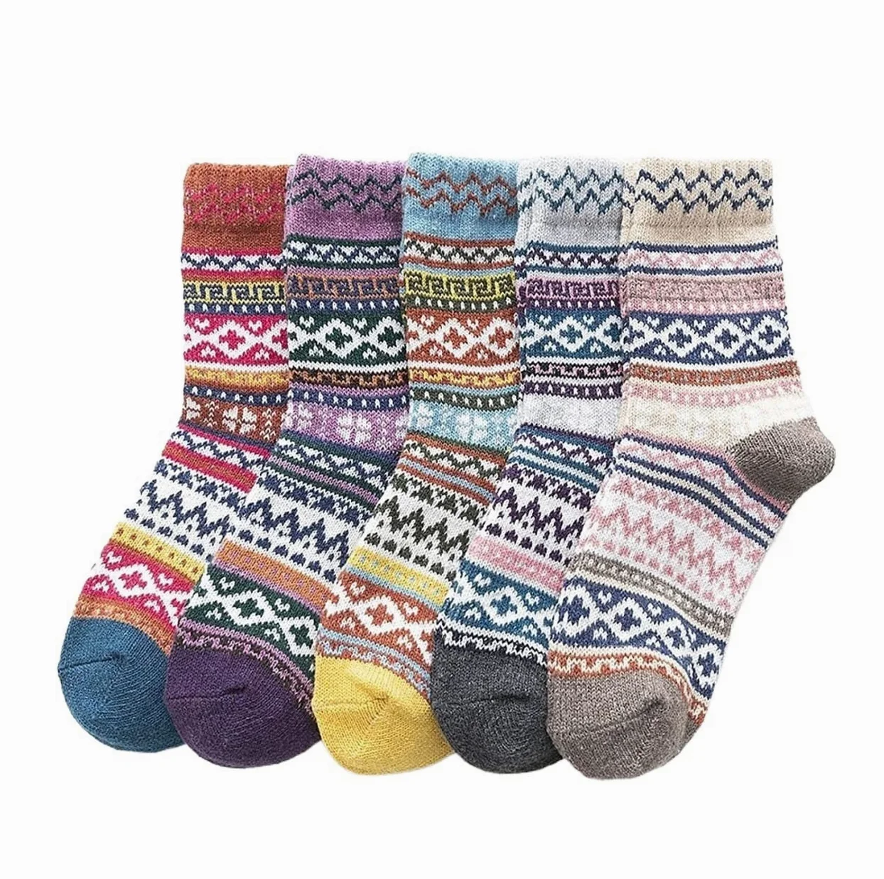 Calcetines Termicos 5 Pares De Calcetines De Invierno Cálidos Y Acogedores Para Mujer, Calcetines Gruesos De Punto Para Mujer, Calcetines Invierno