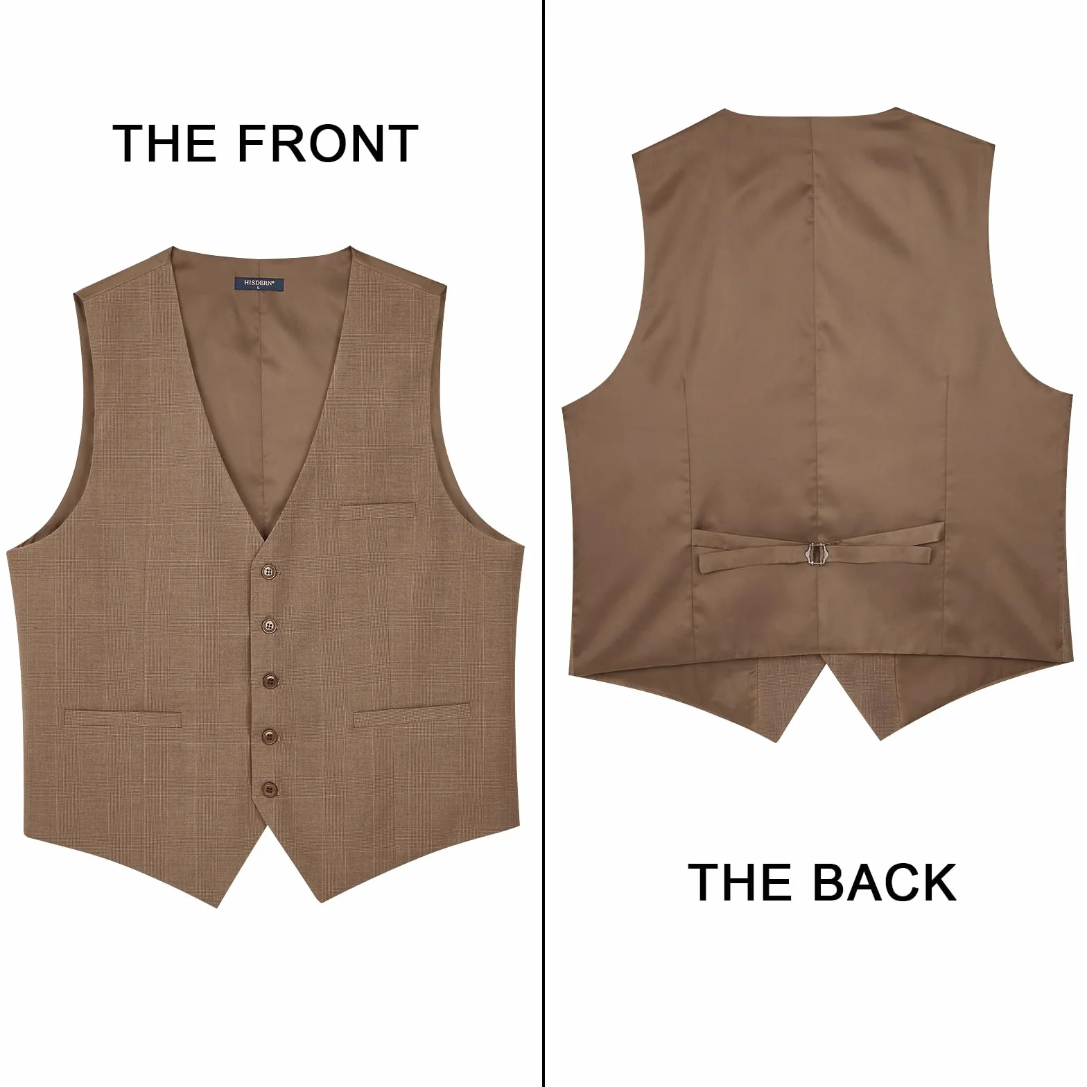 HISDERN Chalecos de Cuadros para Hombre de Vestir Chaleco Traje Escoces Algodón Clásico Formal Elegante Boda Bolsillos