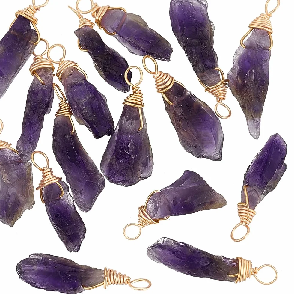 FINGERINSPIRE 28mm Natural Amatista Colgante Irregular Piedras Preciosas Gemas