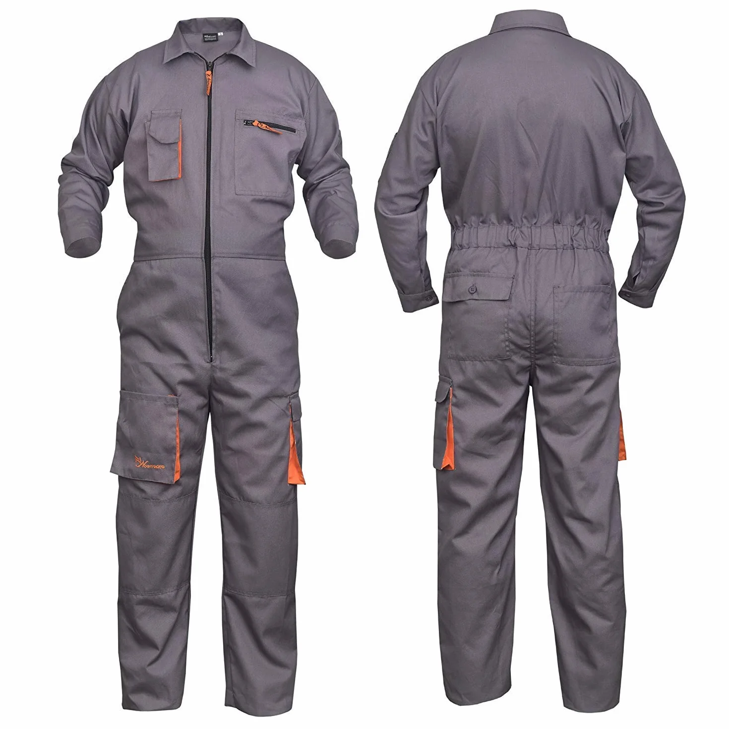 NORMAN Grey Work Wear Men's Overalls Boiler Suit Coveralls Garage Overalls Mechanics Boilersuit Protective