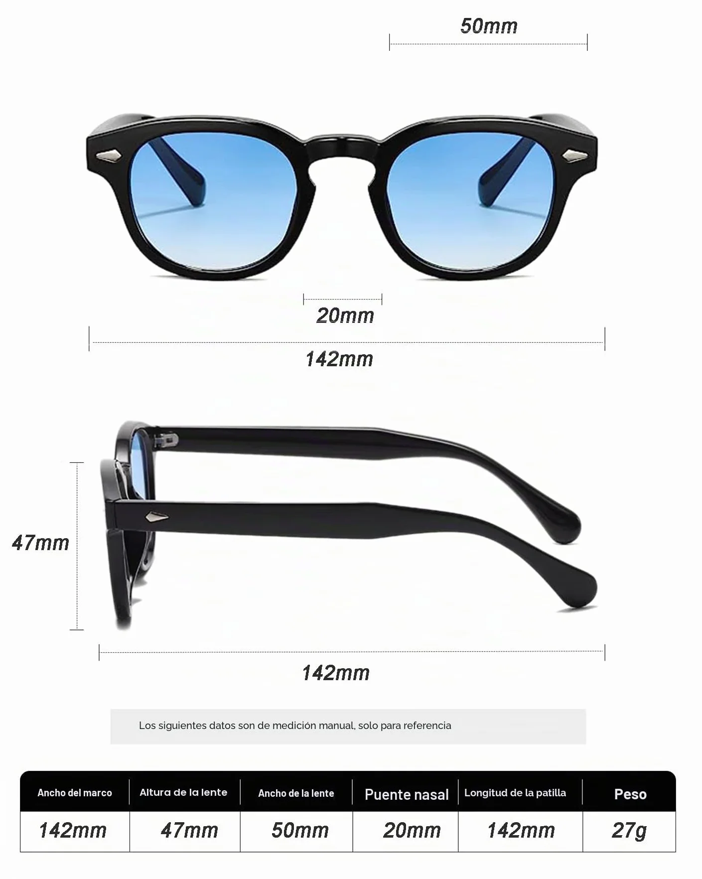 Gafas de sol redondas UV400 vintage Style Depp para hombres y mujeres