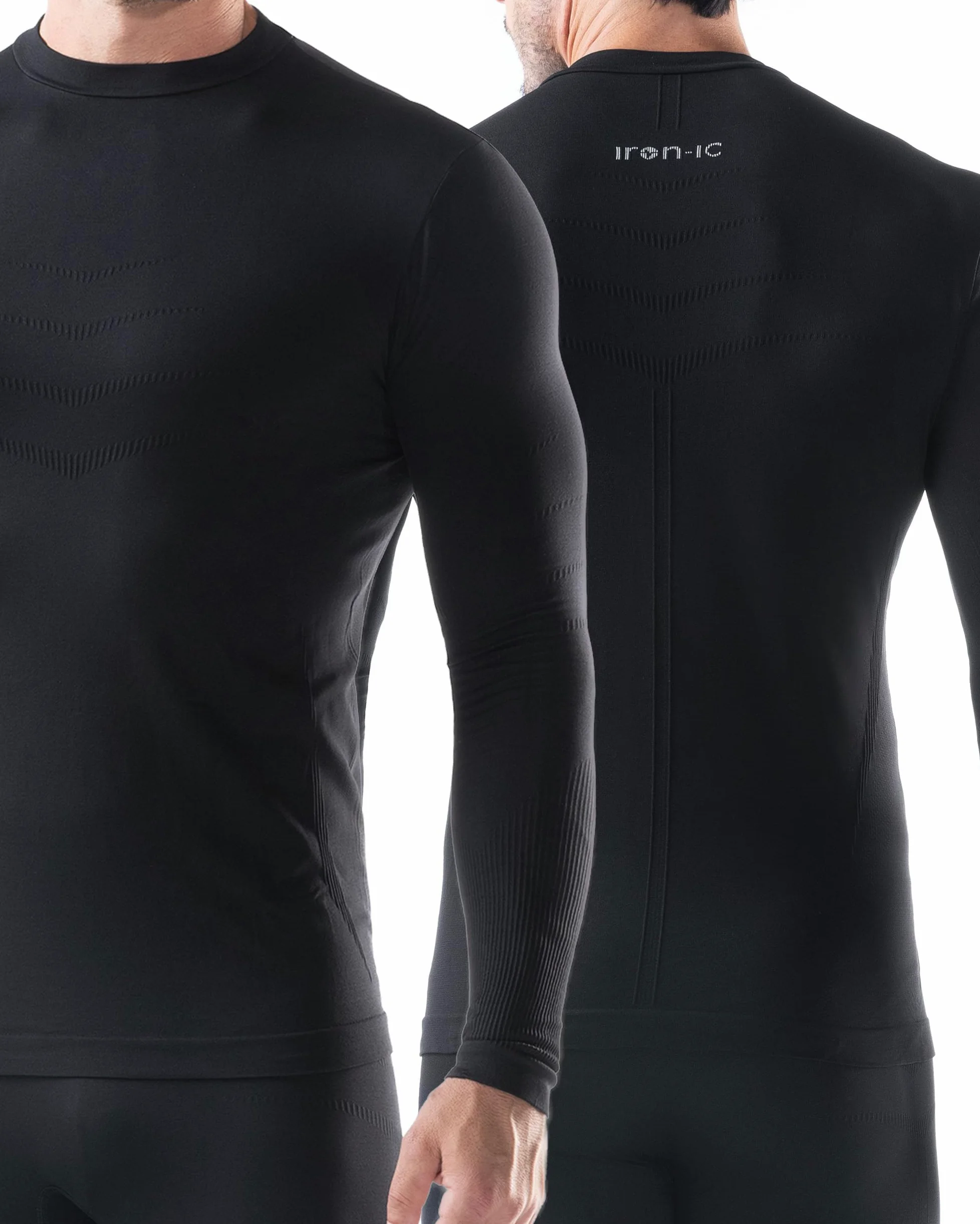 Iron-Ic - Kit térmico para hombre con camiseta de cuello alto y mallas 3/4 transpirables para actividades al aire libre - Art. 900482