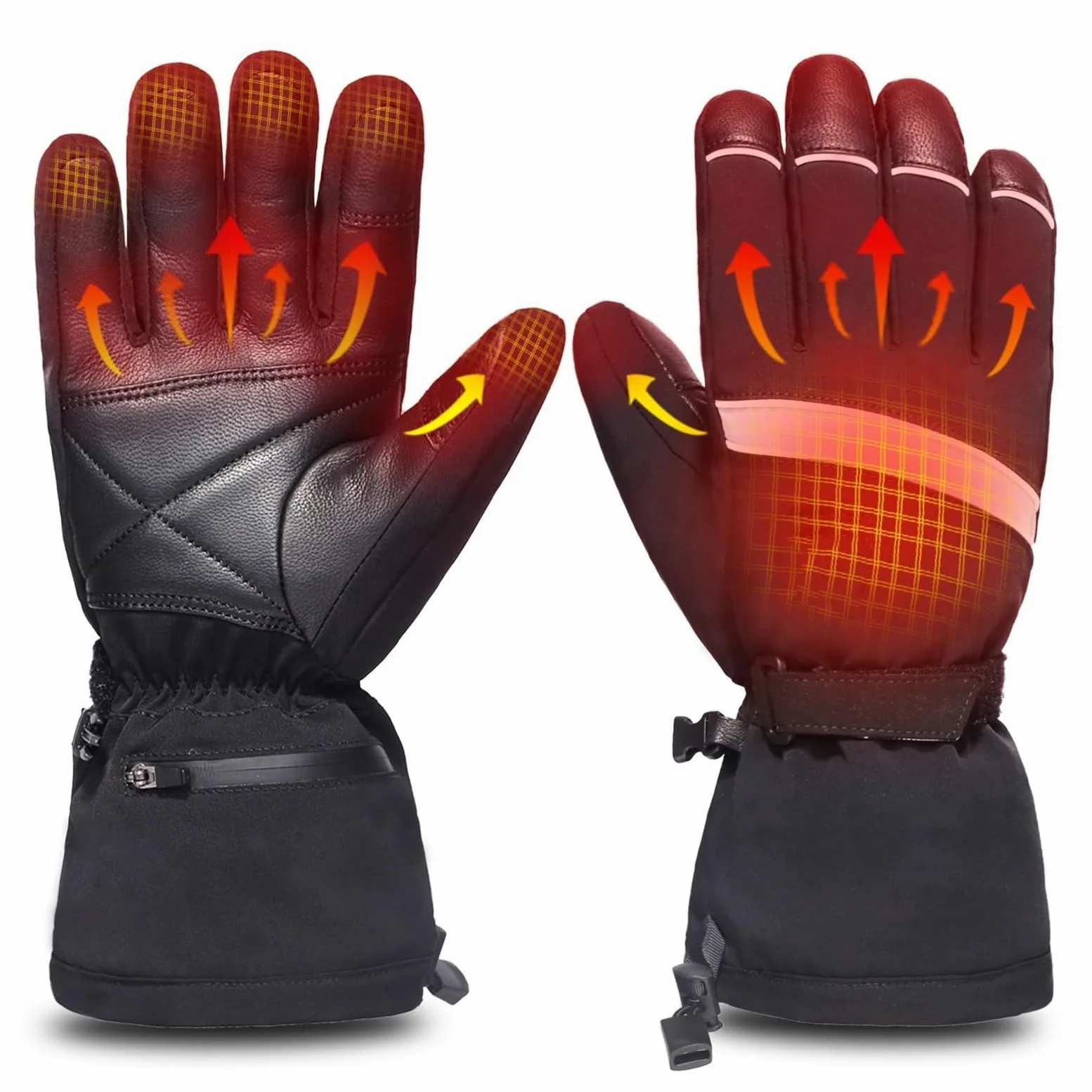 Guantes térmicos para hombre, impermeables, resistentes al viento, funcionan con pilas, diseño de pantalla táctil para actividades de esquí y ciclismo al aire libre en invierno