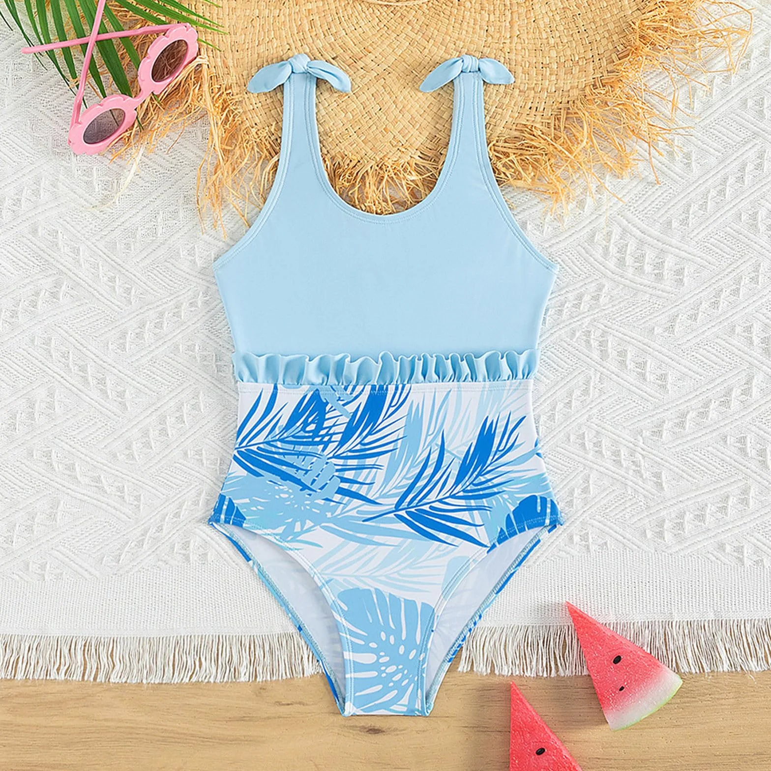 Bañador de una pieza para niñas, bonito traje de baño, verano, estampado floral, playa, deporte, baño