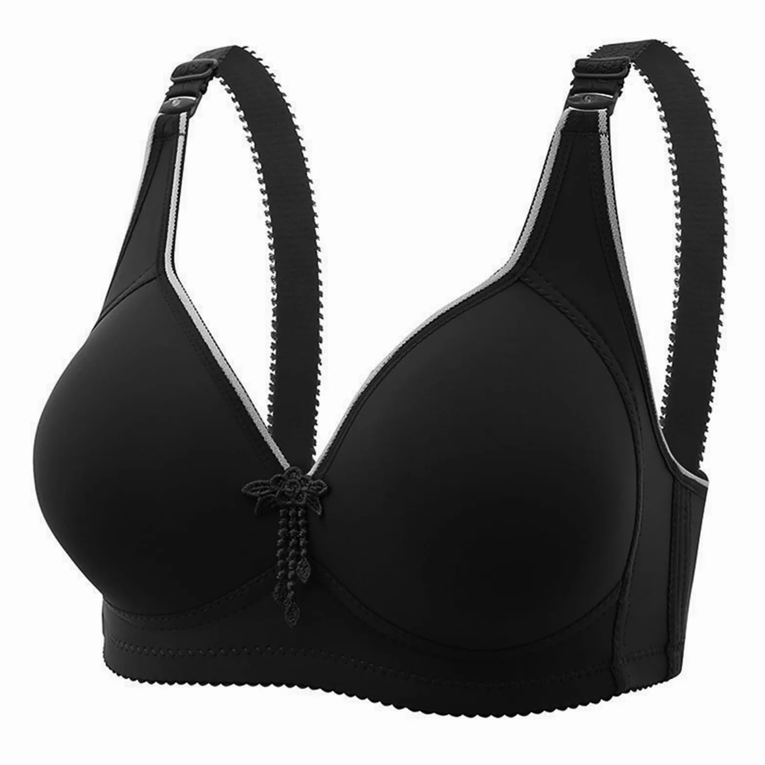 Cómodo Sujetador con Aros Transpirable for Mujer Talla Grande, De Maternidad Sin Costuras Cuatro Cierres, Elevación Refuerzo, Diseño Simple, Oro Rosa, 12(Red,16)