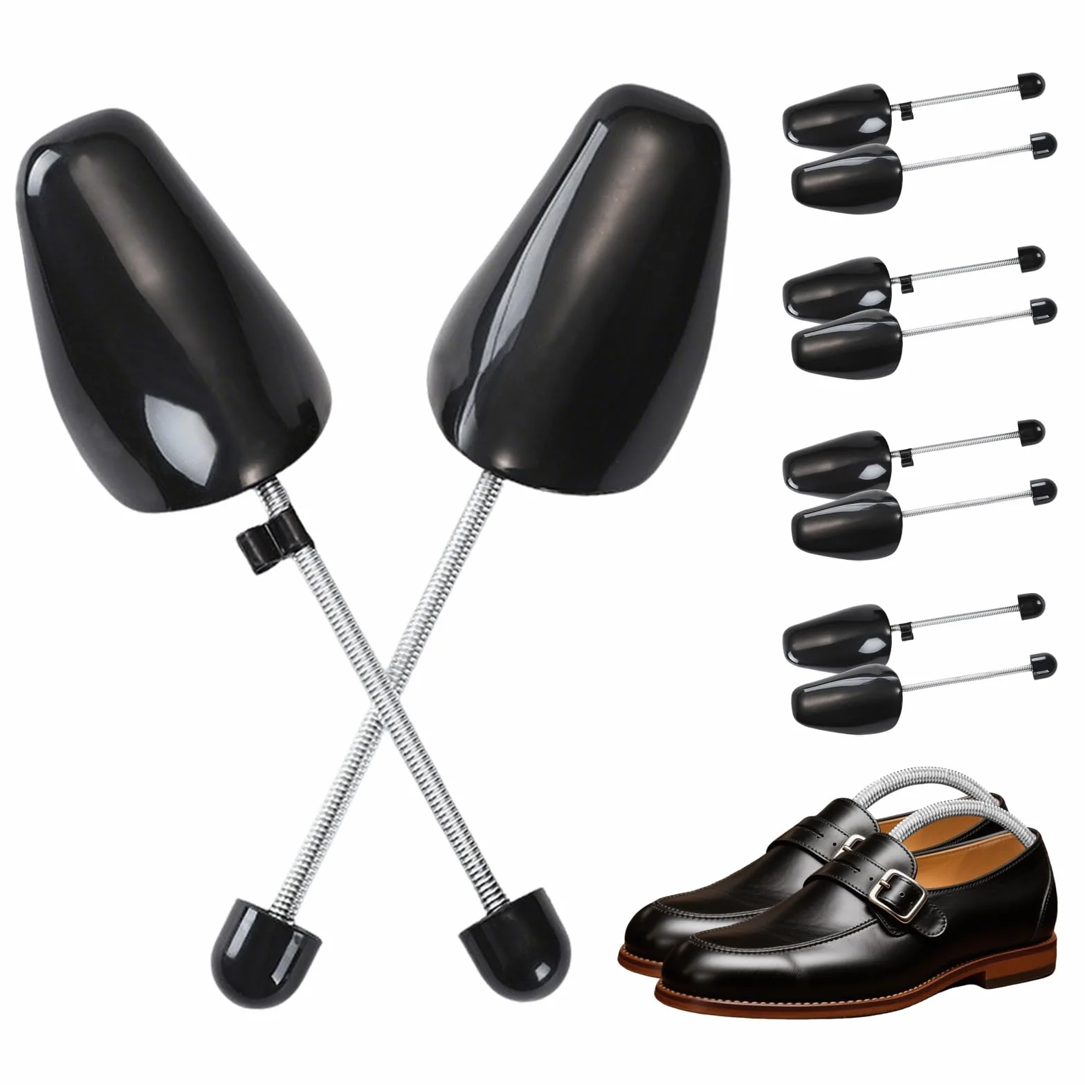 Set de 5 Pares Horma Zapatos Ajustable, Hormas de Plástico, Hormas Zapatos Hombre, Horma Zapatos Eu La Talla 39-47, Adecuado para Zapatos de Cuero y Zapatos Deportivos (Negro, Hombres)