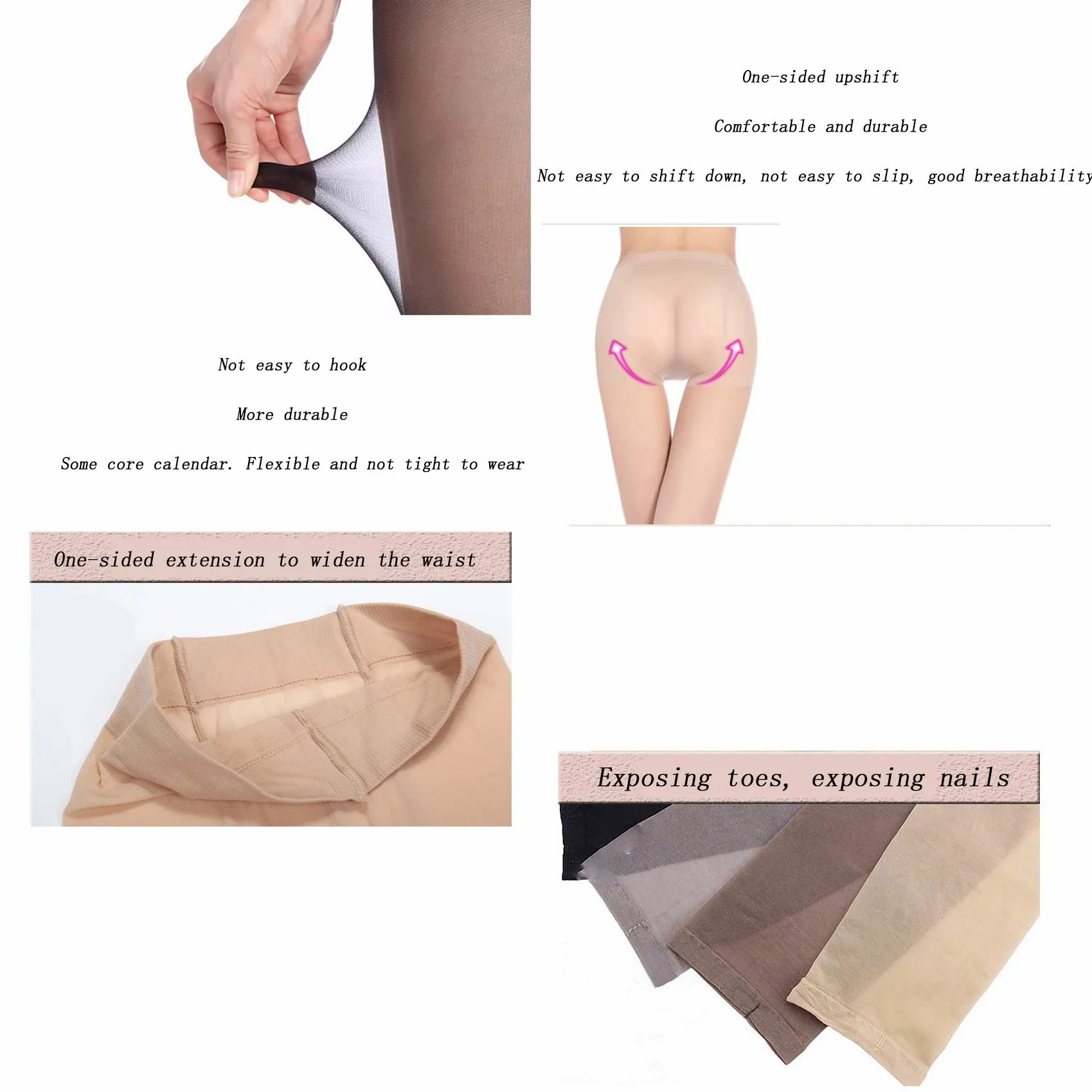 Pantimedias para Mujeres, Medias de compresión con Punta Abierta, Pantimedias sin Punta, Abrazaderas con Punta Abierta de Encaje hasta el Muslo Medias Altas,Gris,2 Pair