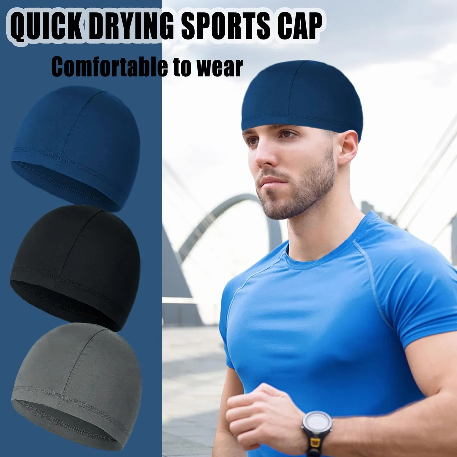 Transpirables Absorbentes del Sudor Ciclismo Skull Cap Correr Hat Sombrero de Casco Gorra Calavera 3 Piezas
