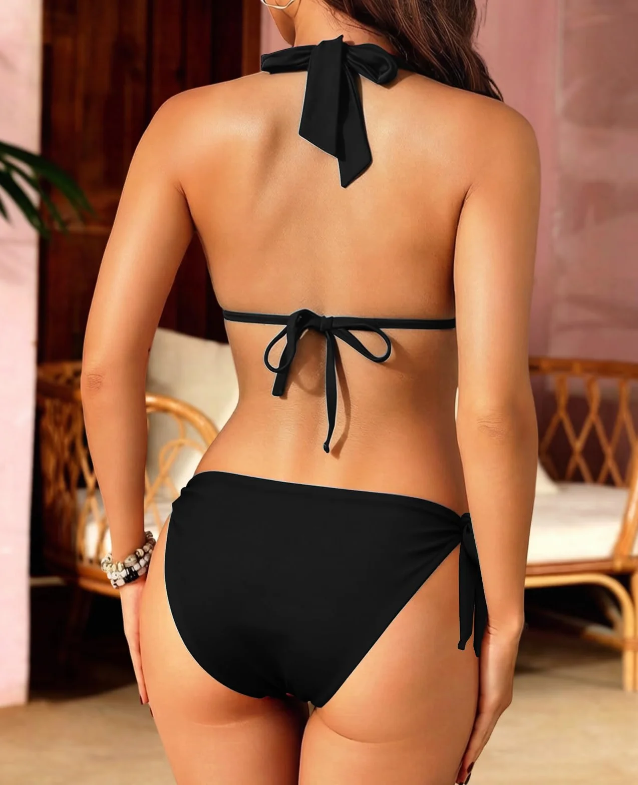Rayson Bikinis Triangular Mujer Traje de Baño Bikini Talla Grande Dos Piezas Braga con Lazos Laterales