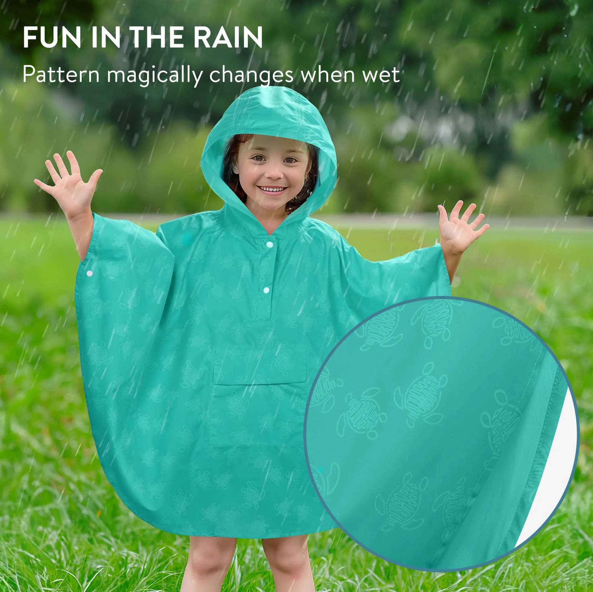 JEMIDI Poncho Impermeable Niño - Capa de Lluvia Infantil Mágica con Cambio de Color al Contacto con Agua - Con Bolsa de Transporte - Poncho Lluvia Niña Niño 3-5 Años - Morado
