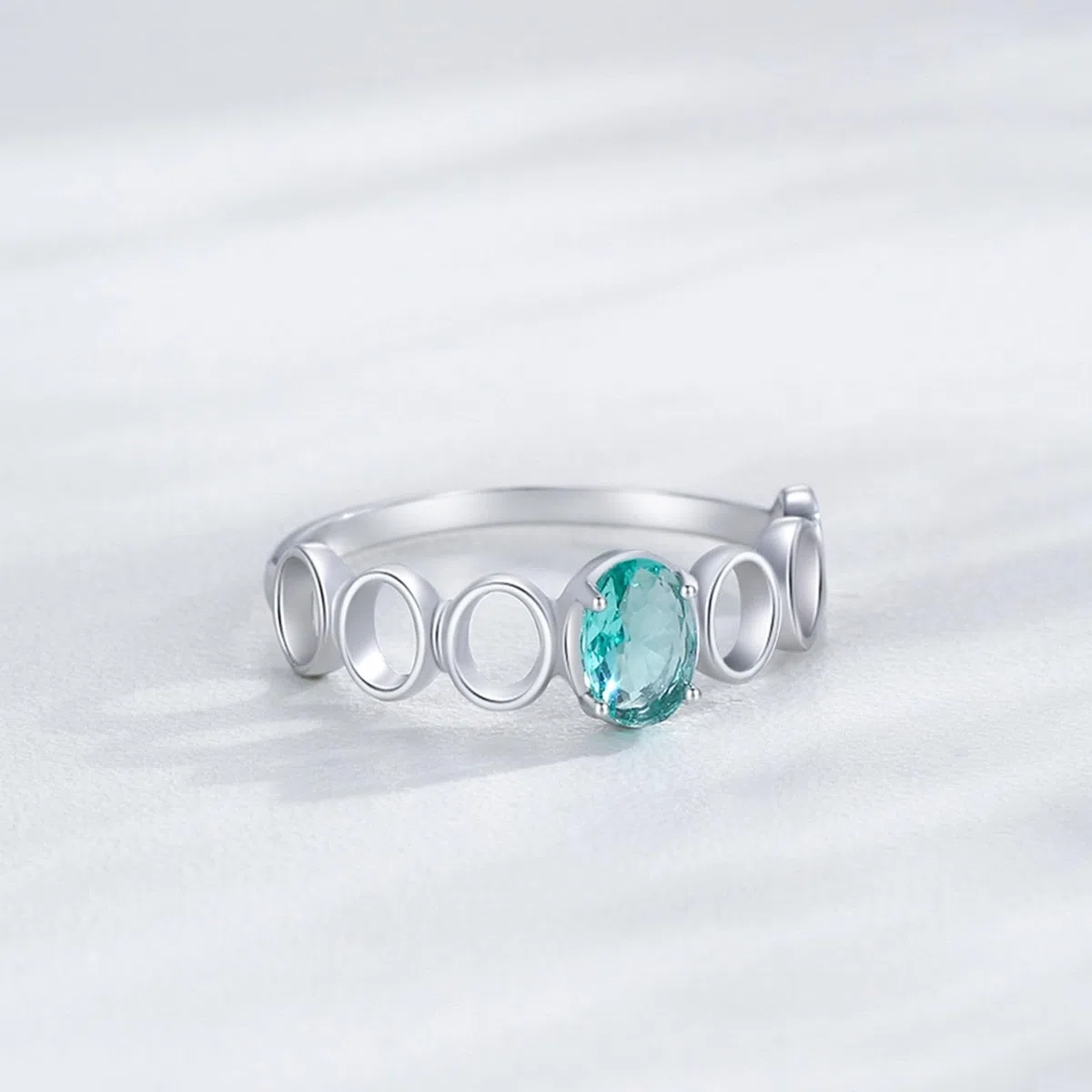 Anillos de mujer de oro auténtico, alianzas solitarias con turmalina de 0,5 ct, anillo de compromiso, oro blanco, anillos para mujer