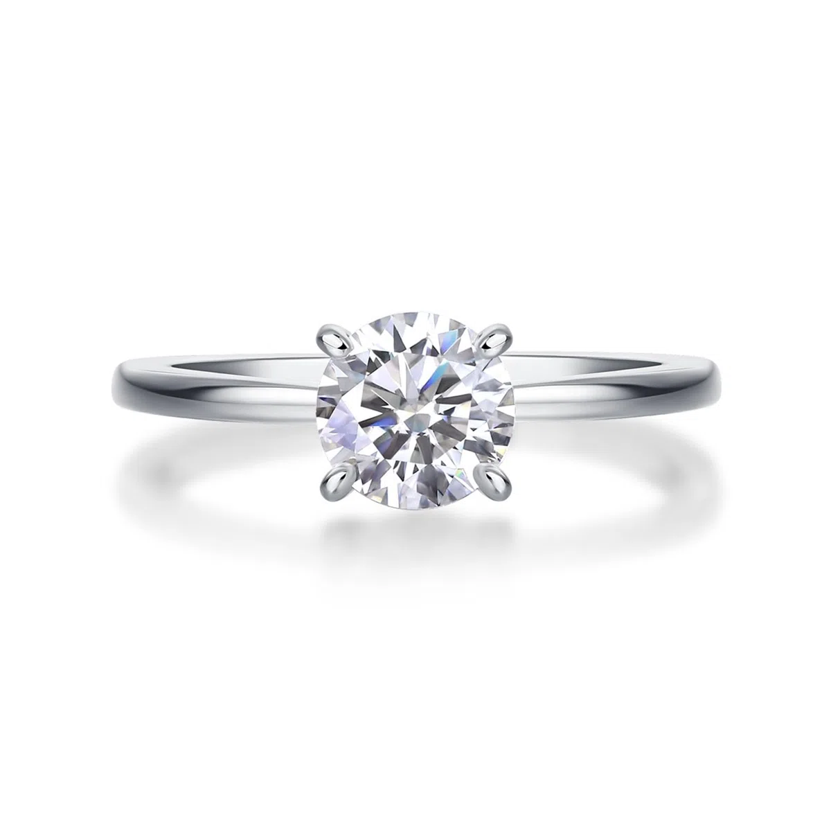 Anillo de boda de oro blanco para mujer, alianzas de oro auténtico con moissanite de 1 ct, anillo de boda solitario para mujeres