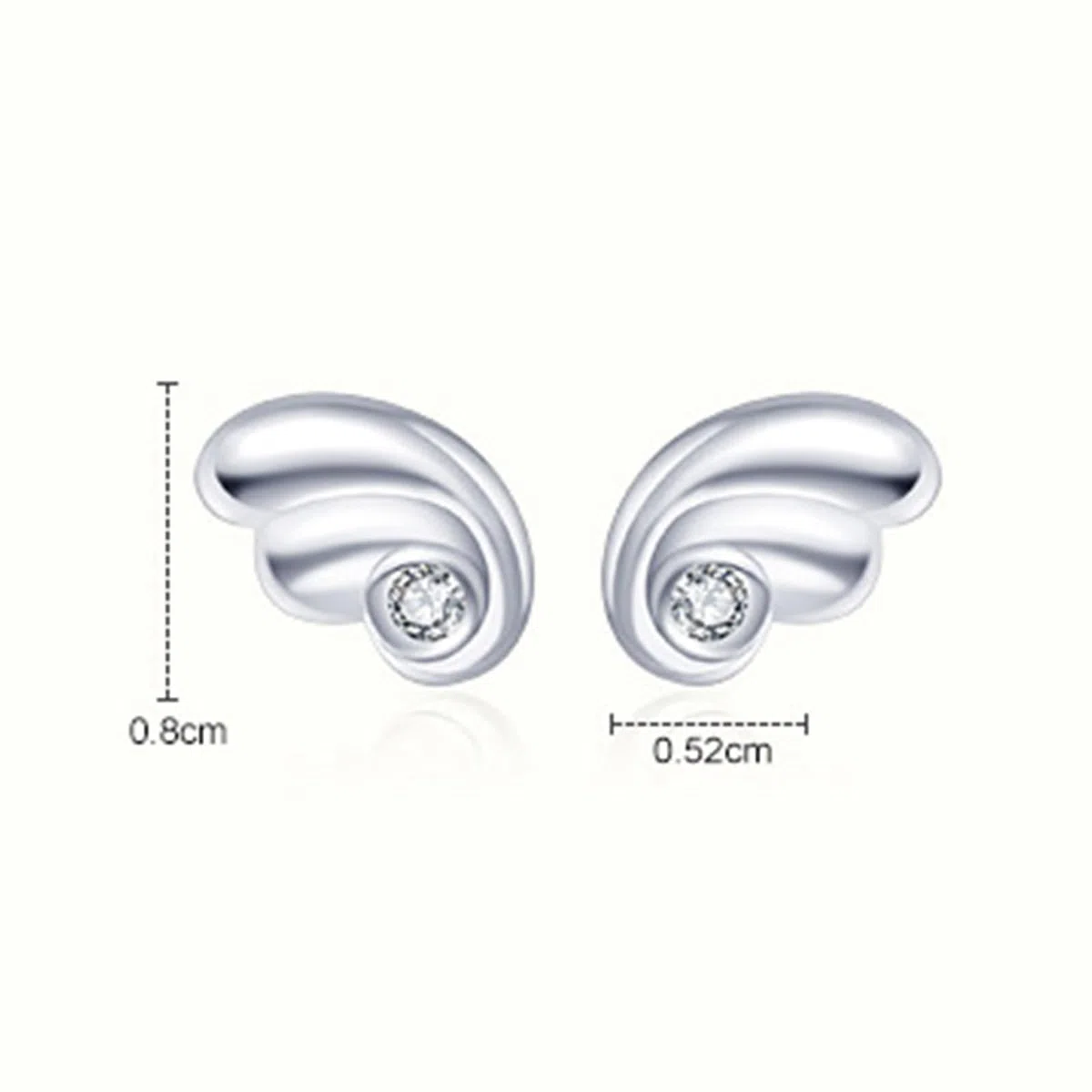 Pendientes de tuerca para mujer, oro blanco y platino, alas de ángel con moissanita