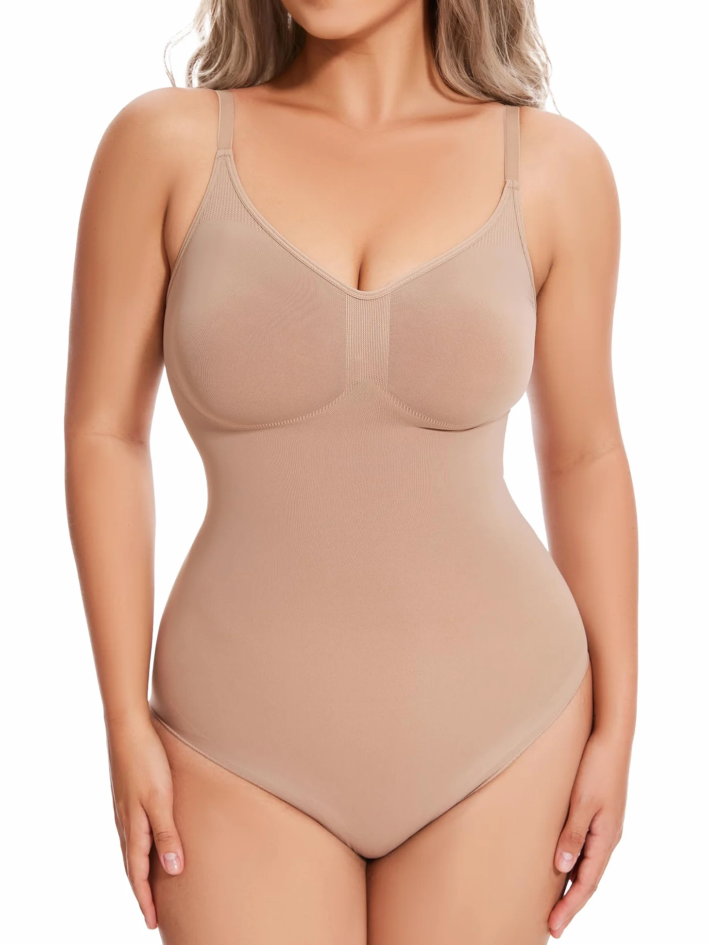 Atbuty Body de muslo medio, moldeador de cuerpo completo, torso corto para mujer, control de abdomen, esculpido sin costuras, moldeador de cuerpo pequeño