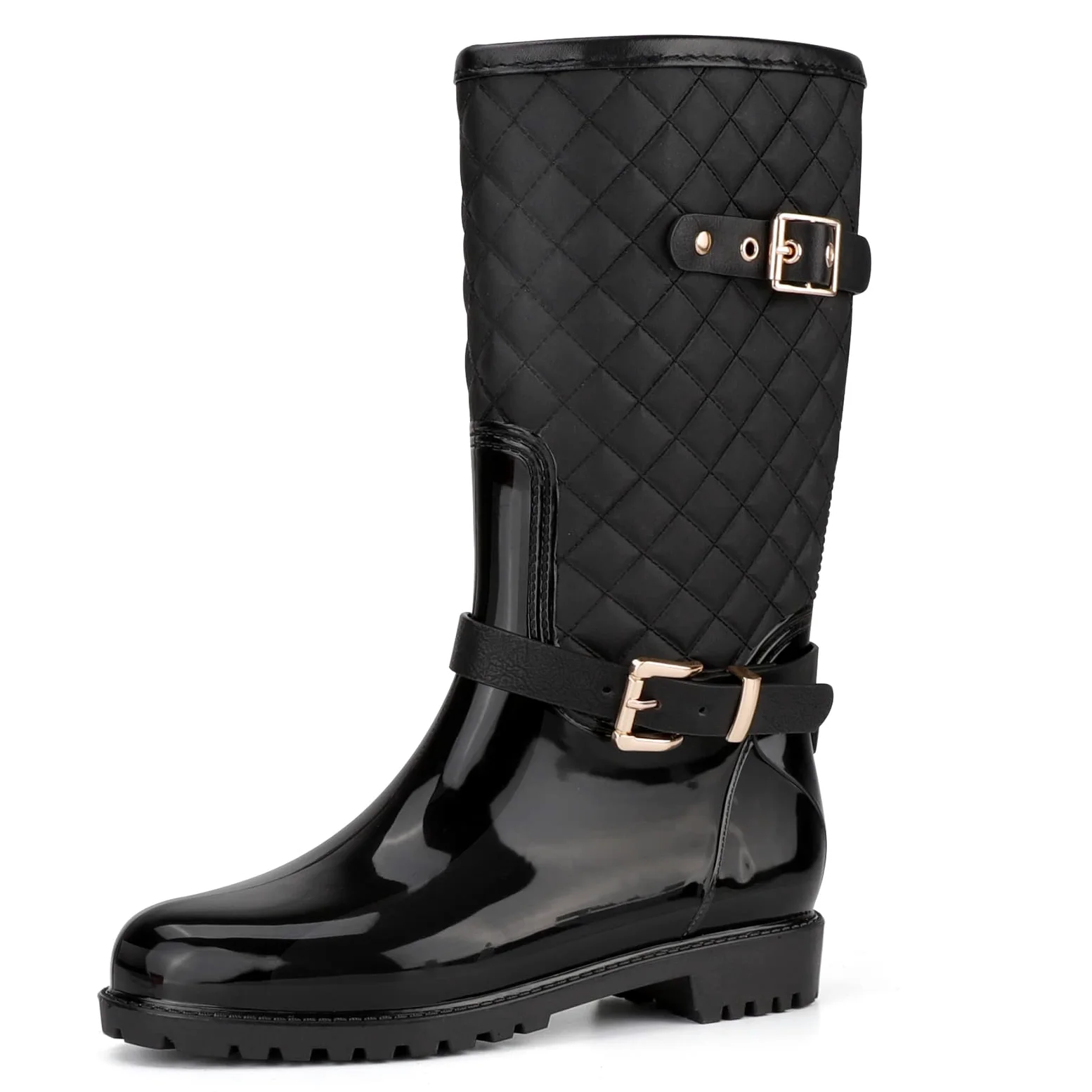 AONEGOLD Botas de Lluvia para Mujer Botas de Agua Altas Goma Botines Impermeable Antideslizante Wellington Boots Exterior Jardín Bota
