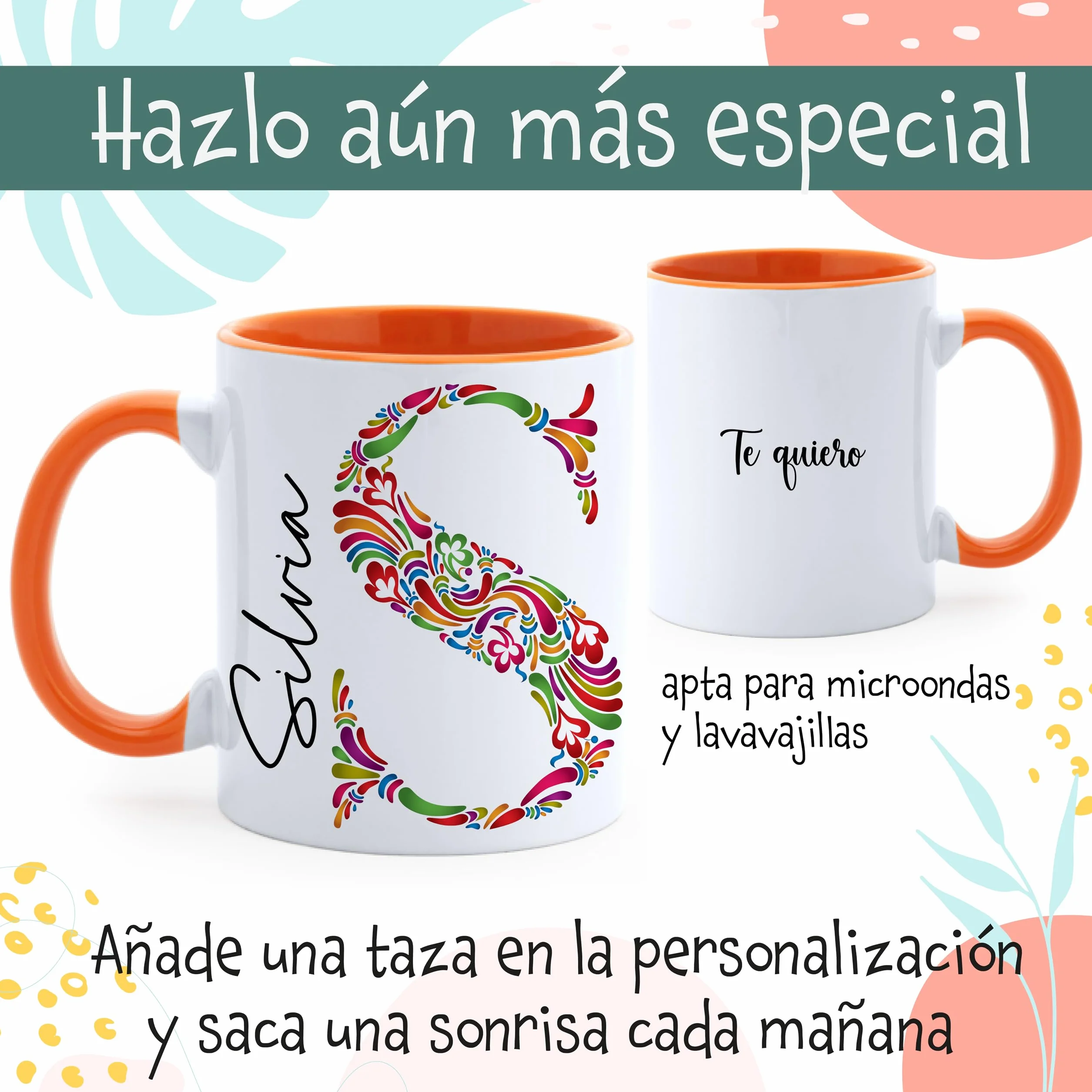 Set Regalo Personalizado Mujer – Tote Bag con Inicial y Nombre + Botella a Juego | Opción de Añadir Taza Personalizada con Mensaje y Color – Hecho a Mano en España