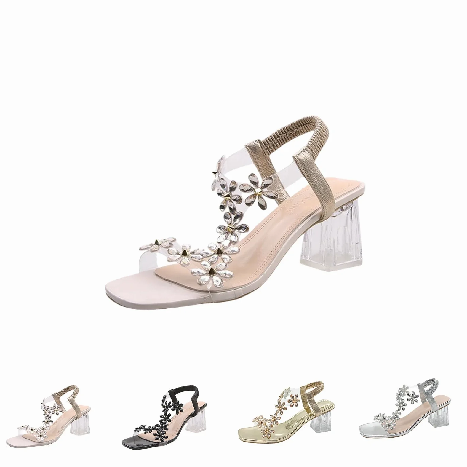 Sandalias de Mujer Sandalias De Mujeres Romanas Transparentes En El Tacón Alto De Tacón Grueso