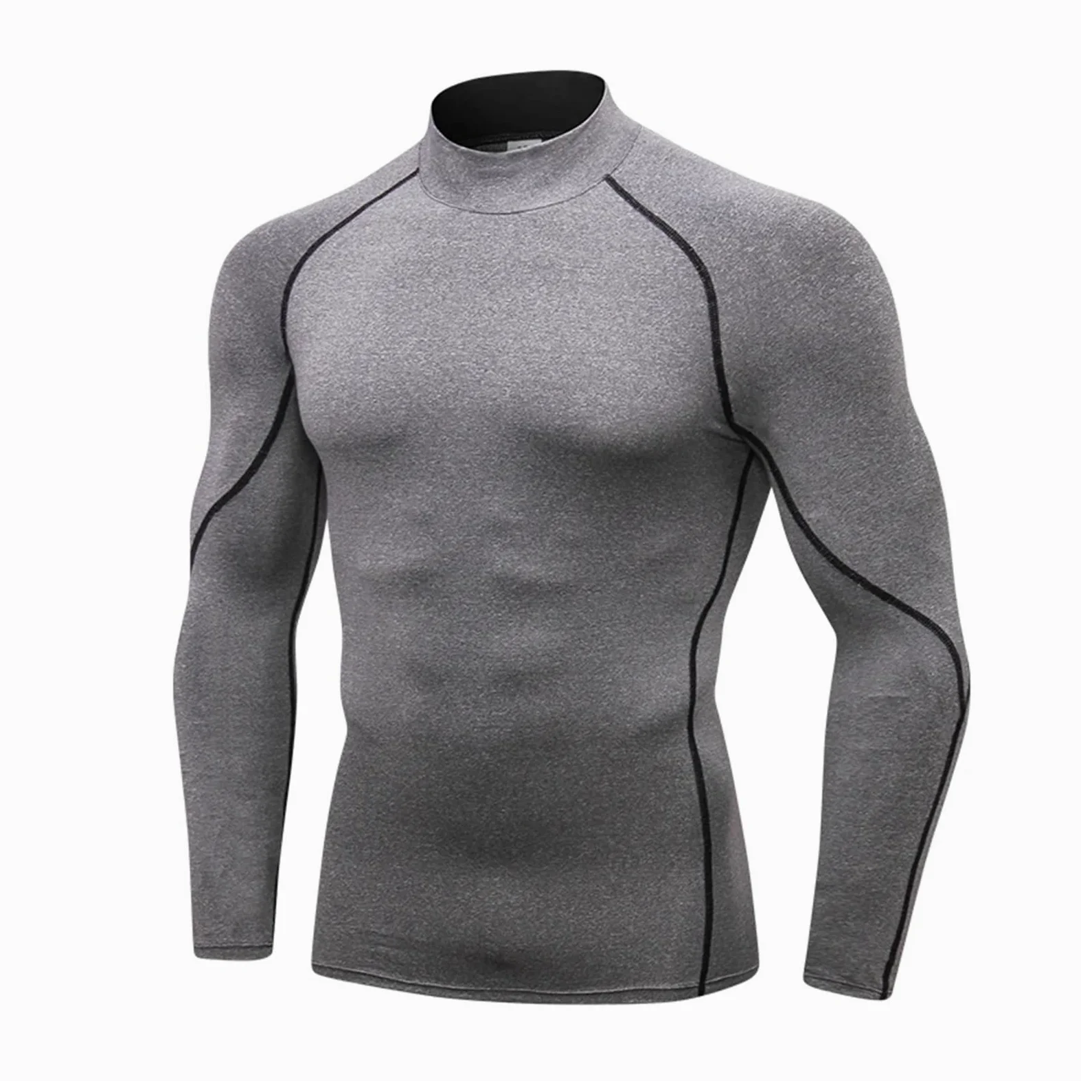 Camisas de compresión Manga Larga con Cuello for Hombre, protección Solar Fresca y Seca, Medias Deportivas, Camisetas for Correr Gimnasio